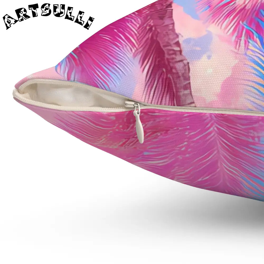 JAKKOUTTHEBXX Ethereal Pastel Palms Spun Polyester Square Pillow