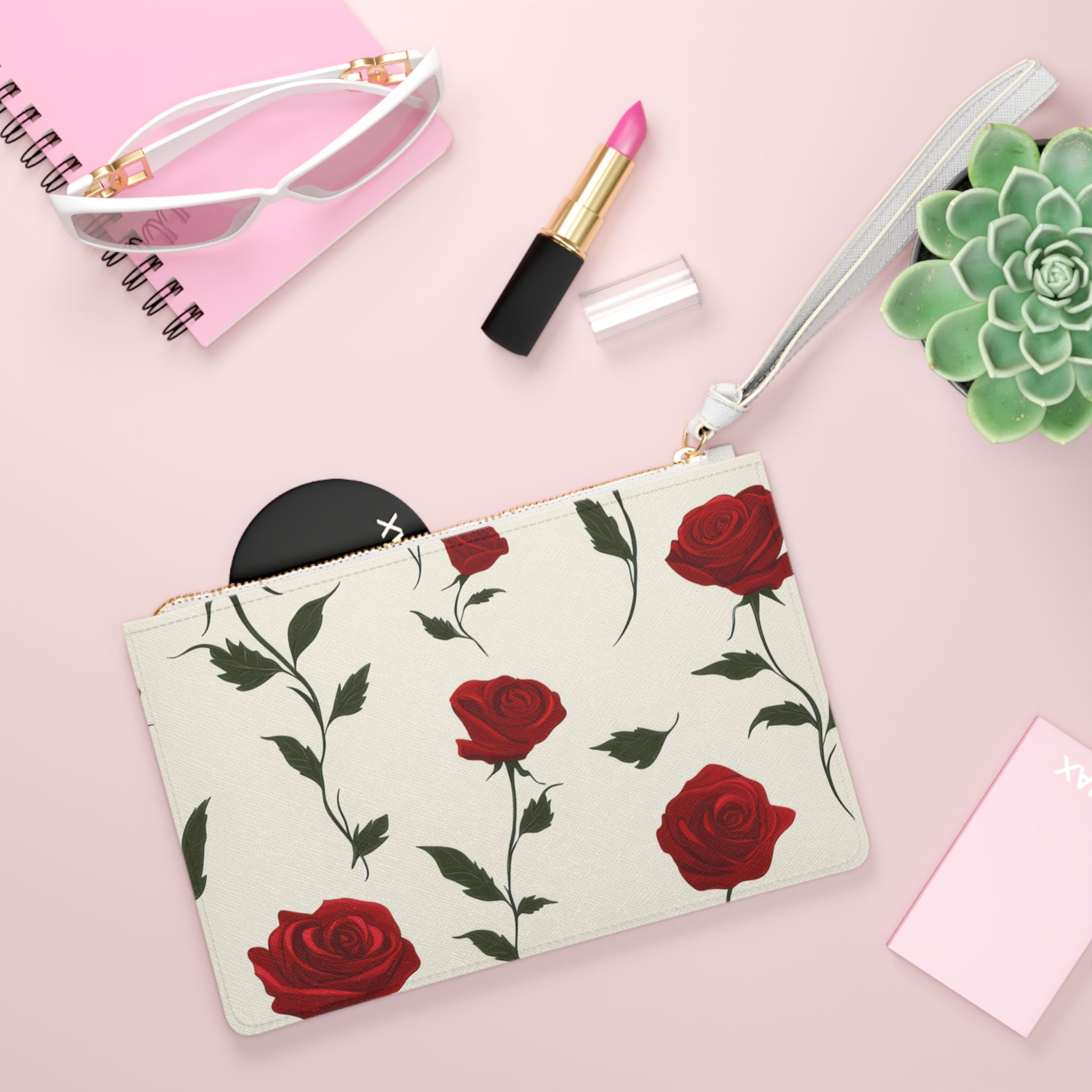 Red Roses Clutch Bag, Artsulli - Art is Long, Life is Short, Bags, , , , , , , 