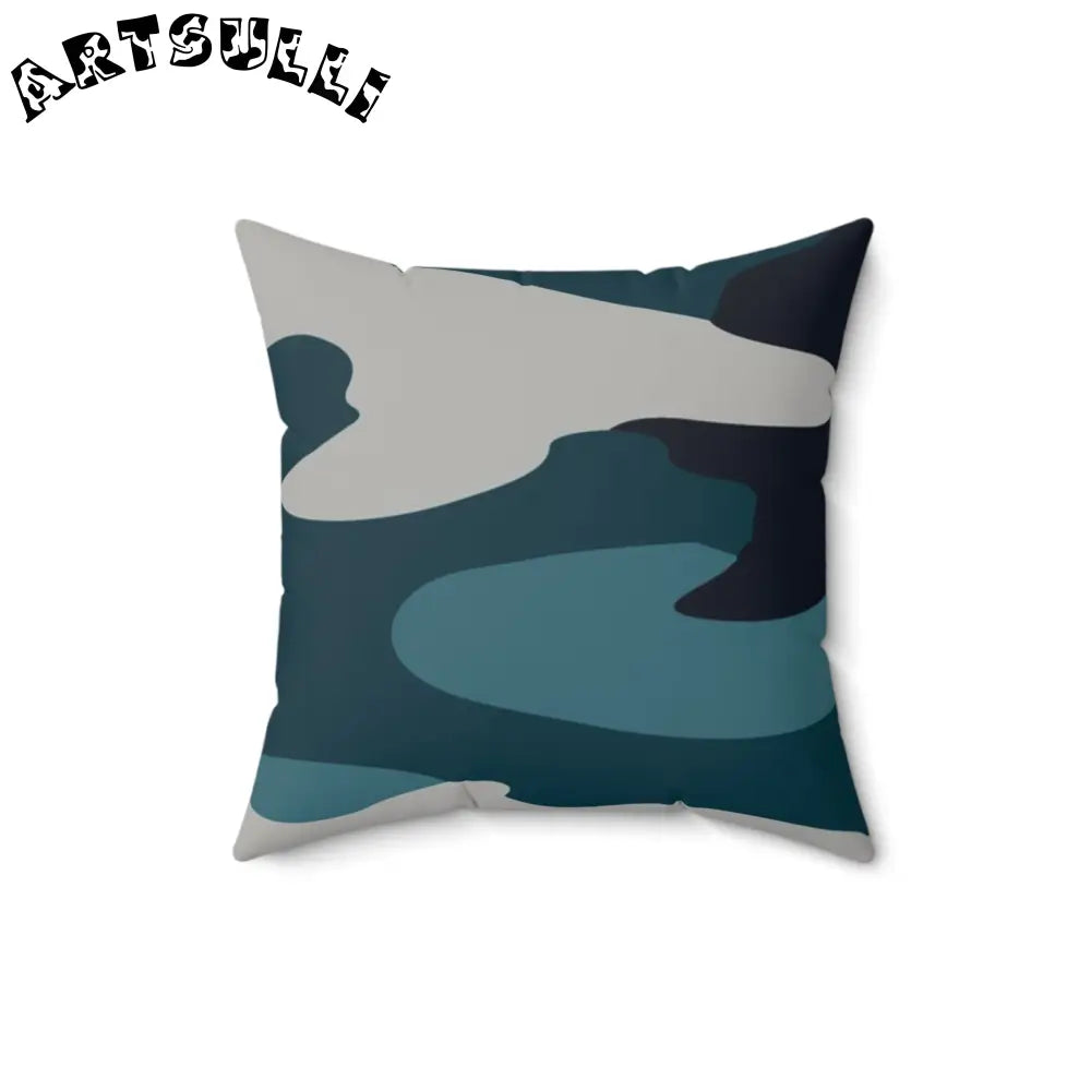 JAKKOUTTHEBXX Blue Camouflage Faux Suede Square Pillow JAKKOUTTHEBXX