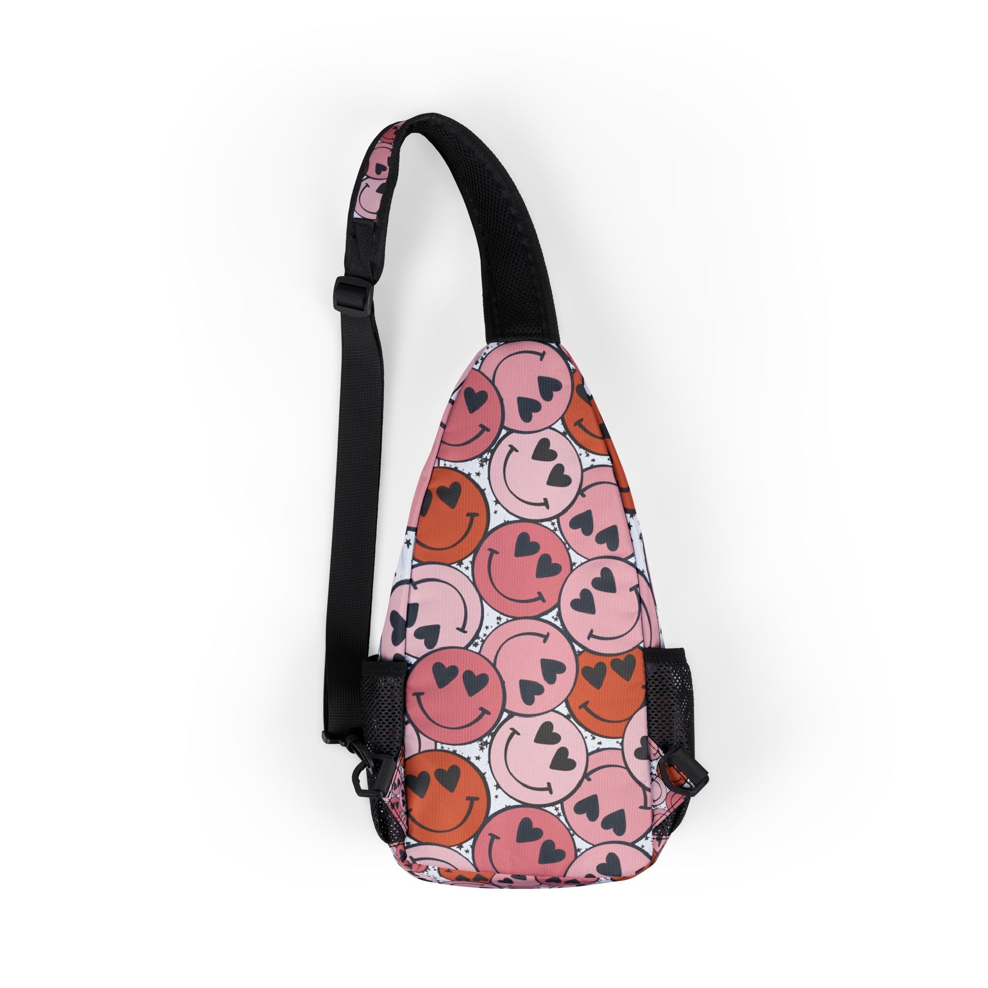 Smiley Face x Heart Eyes Red and Pink Chest Bag (AOP), Artsulli - Art is Long, Life is Short, Bags, , , , , , , 