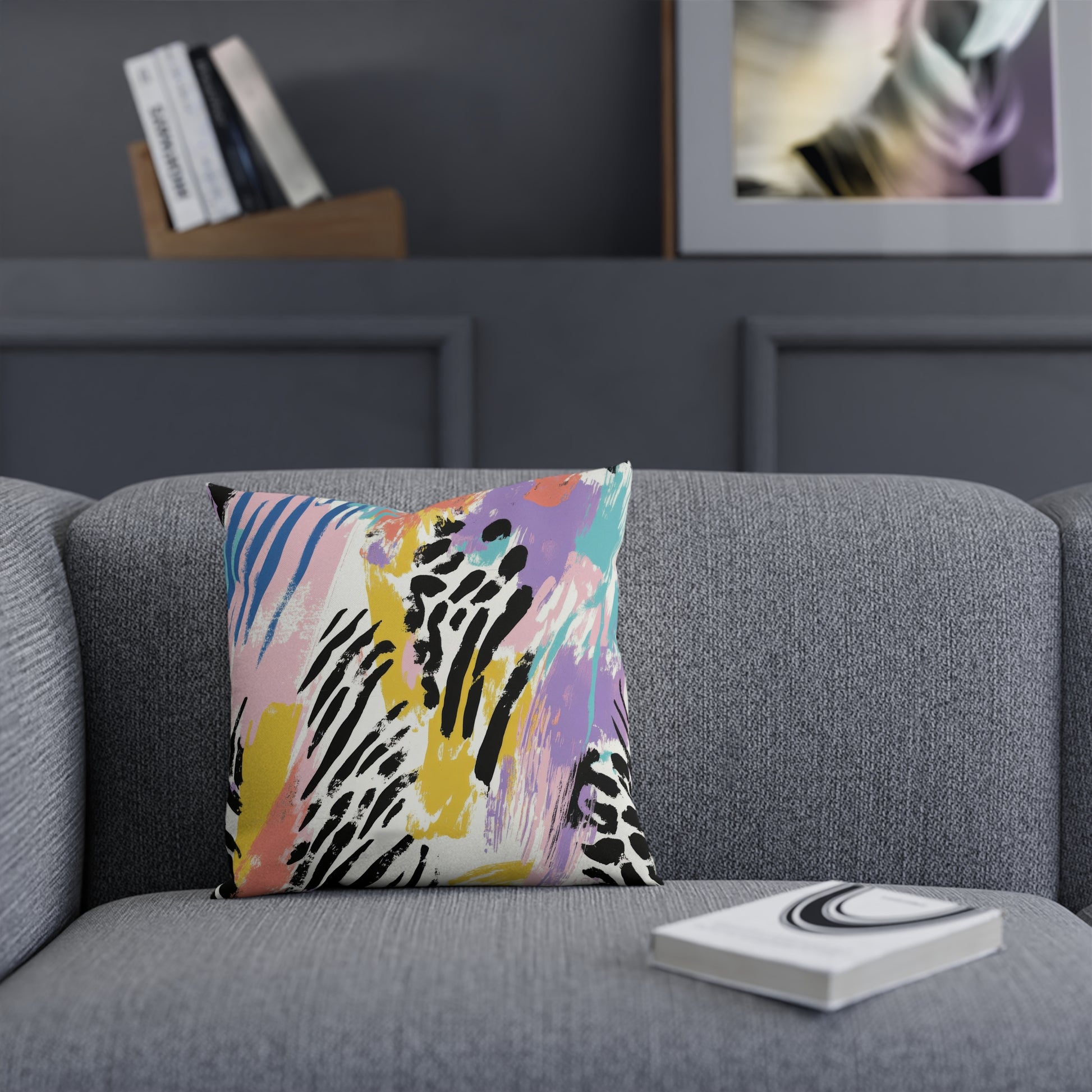 Wild Zebra Stripes x Paint Brush Strokes Multi-Color Cushion, Artsulli - Art is Long, Life is Short, Home Decor, , , , , , , 