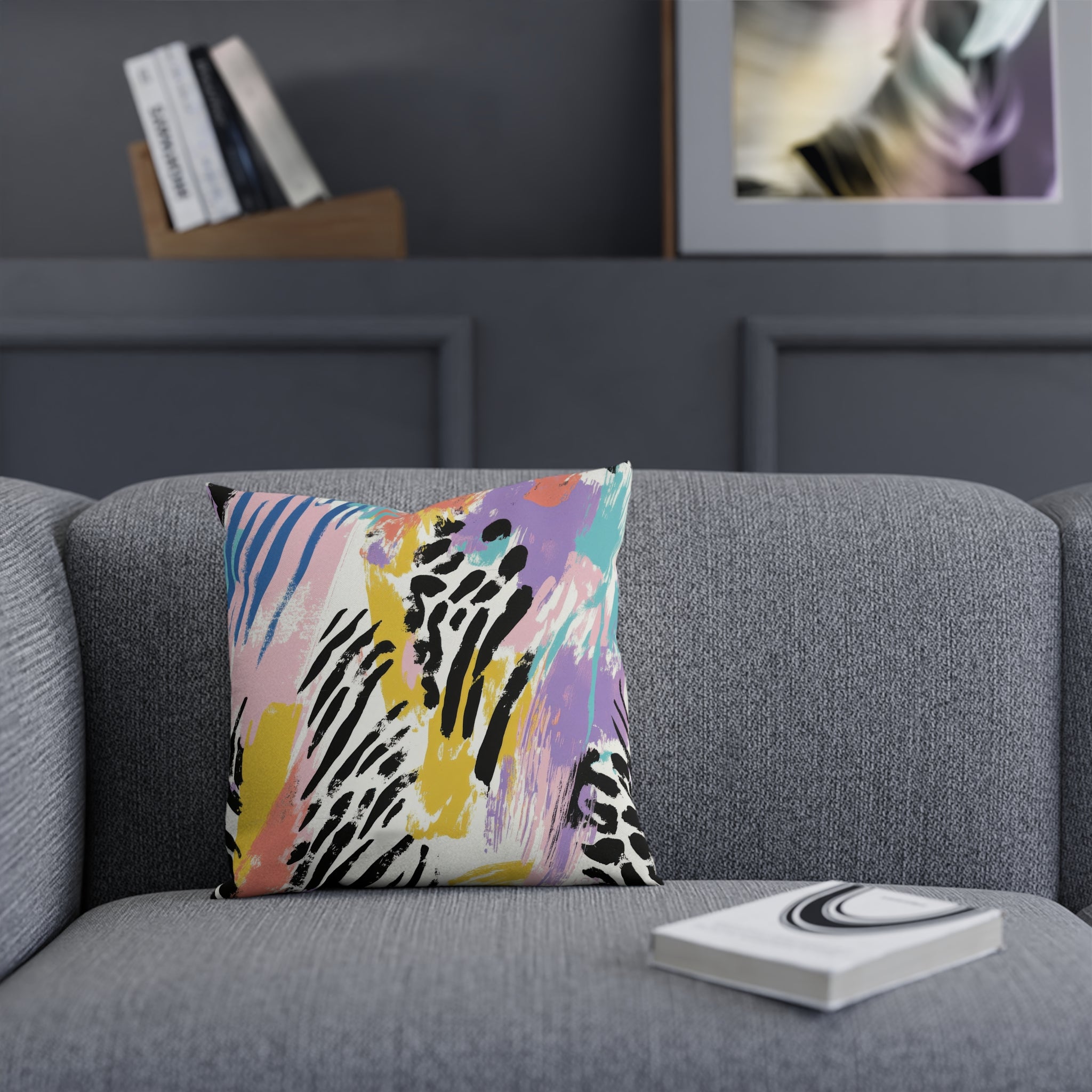 Wild Zebra Stripes x Paint Brush Strokes Multi-Color Cushion, Artsulli - Art is Long, Life is Short, Home Decor, , , , , , , 