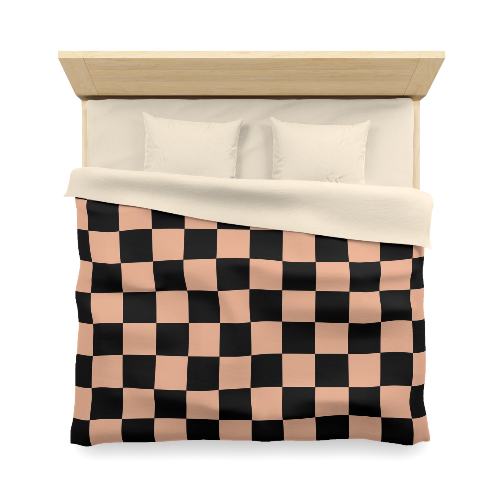 Checkerboard Soft Orange and Black Microfiber Duvet Cover, Artsulli - Art is Long, Life is Short, Home Decor, , , , , , , 