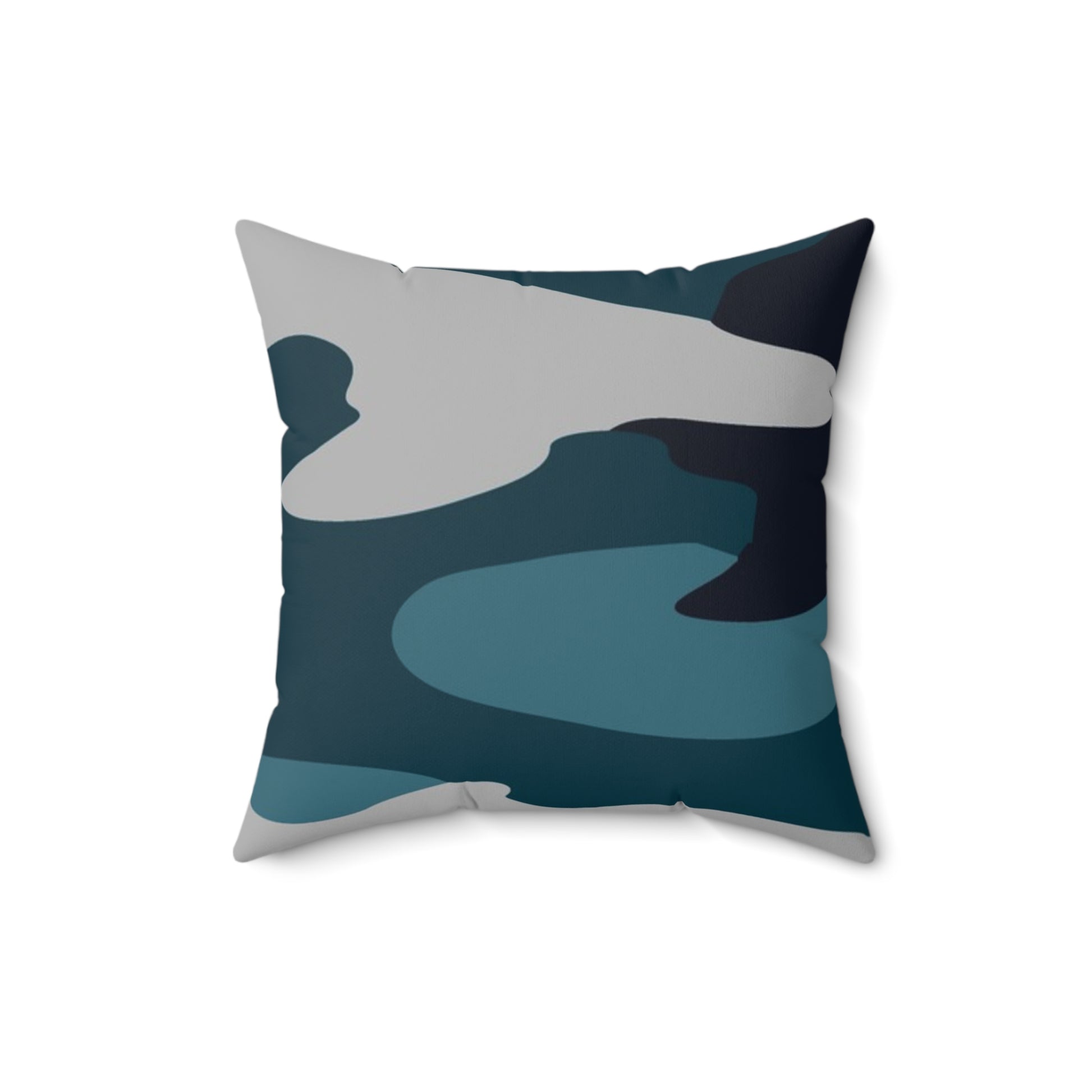 Blue Camouflage Spun Polyester Square Pillow, Artsulli - Art is Long, Life is Short, Home Decor, Size, 16" × 16", , , , , 11930688761164