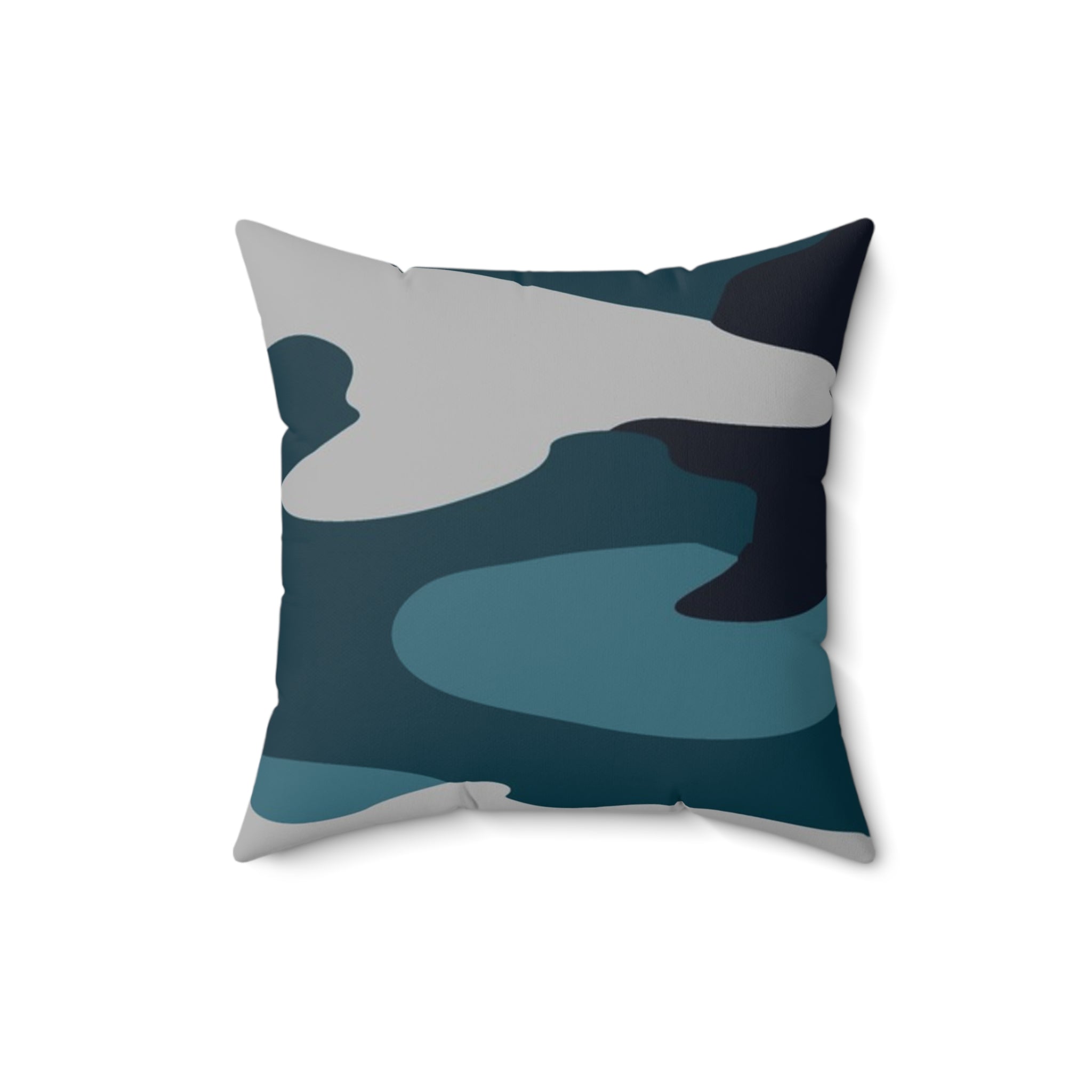 Blue Camouflage Spun Polyester Square Pillow, Artsulli - Art is Long, Life is Short, Home Decor, Size, 16" × 16", , , , , 11930688761164