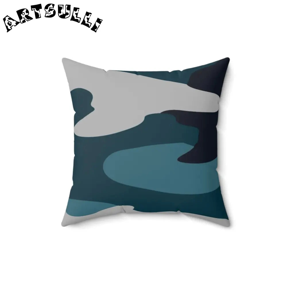 JAKKOUTTHEBXX Blue Camouflage Spun Polyester Square Pillow