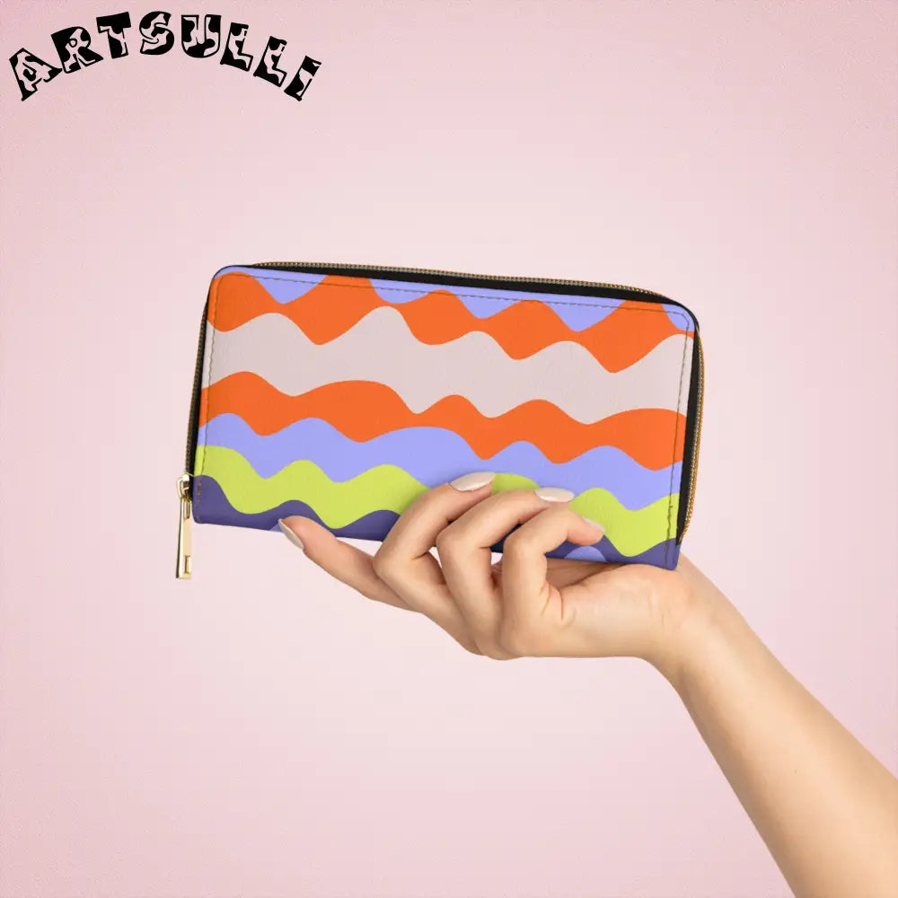 JAKKOUTTHEBXX Waves II Red and Blue Zipper Wallet JAKKOUTTHEBXX