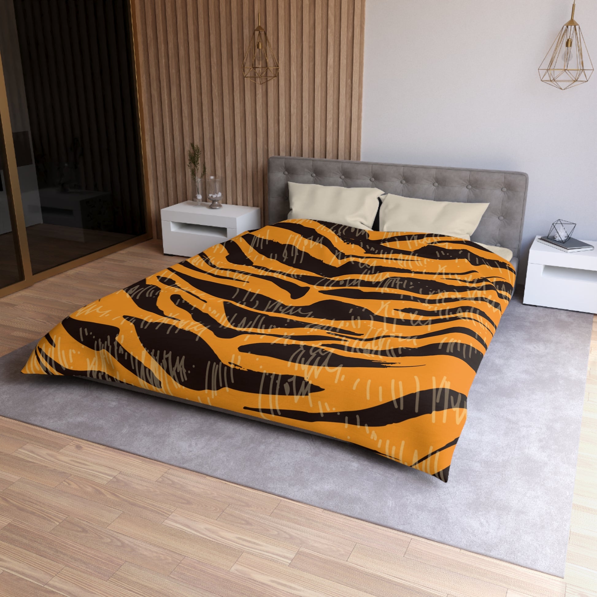Tiger Scratches Orange & Black Microfiber Duvet Cover, Artsulli - Art is Long, Life is Short, Home Decor, , , , , , , 