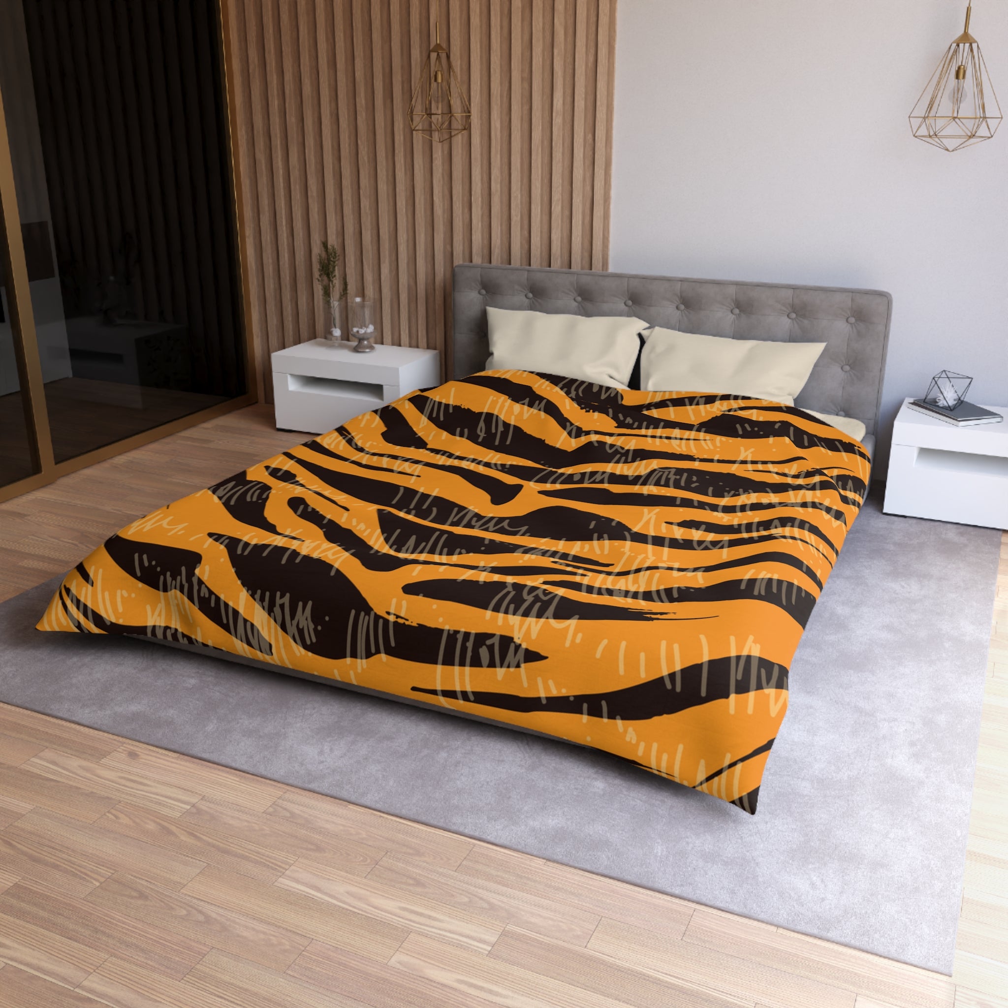 Tiger Scratches Orange & Black Microfiber Duvet Cover, Artsulli - Art is Long, Life is Short, Home Decor, , , , , , , 