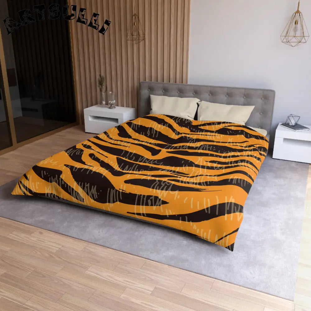 JAKKOUTTHEBXX Tiger Scratches Orange & Black Microfiber Duvet Cover
