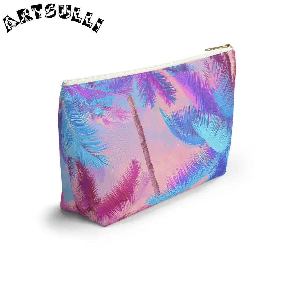 JAKKOUTTHEBXX Ethereal Pastel Palms II Blue and Pink Accessory Pouch
