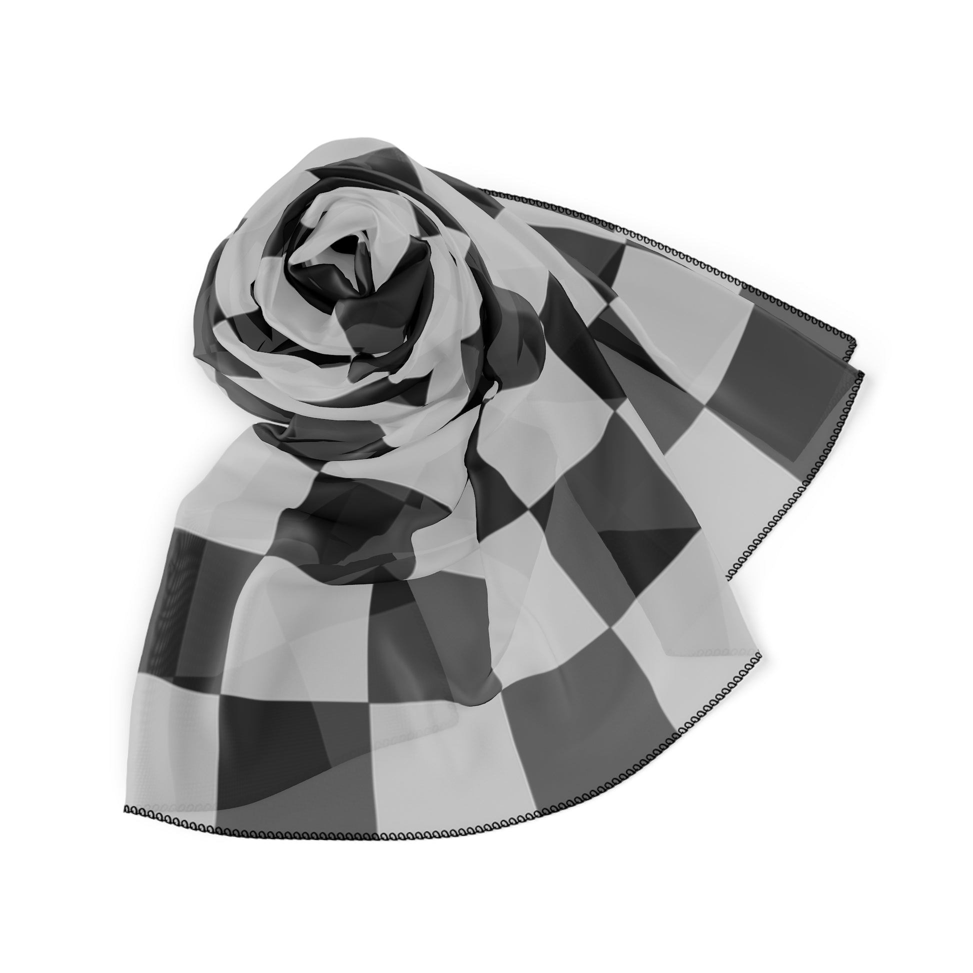 Checkerboard Dada Black and Light Gray Poly Scarf, Artsulli - Art is Long, Life is Short, Accessories, , , , , , , 