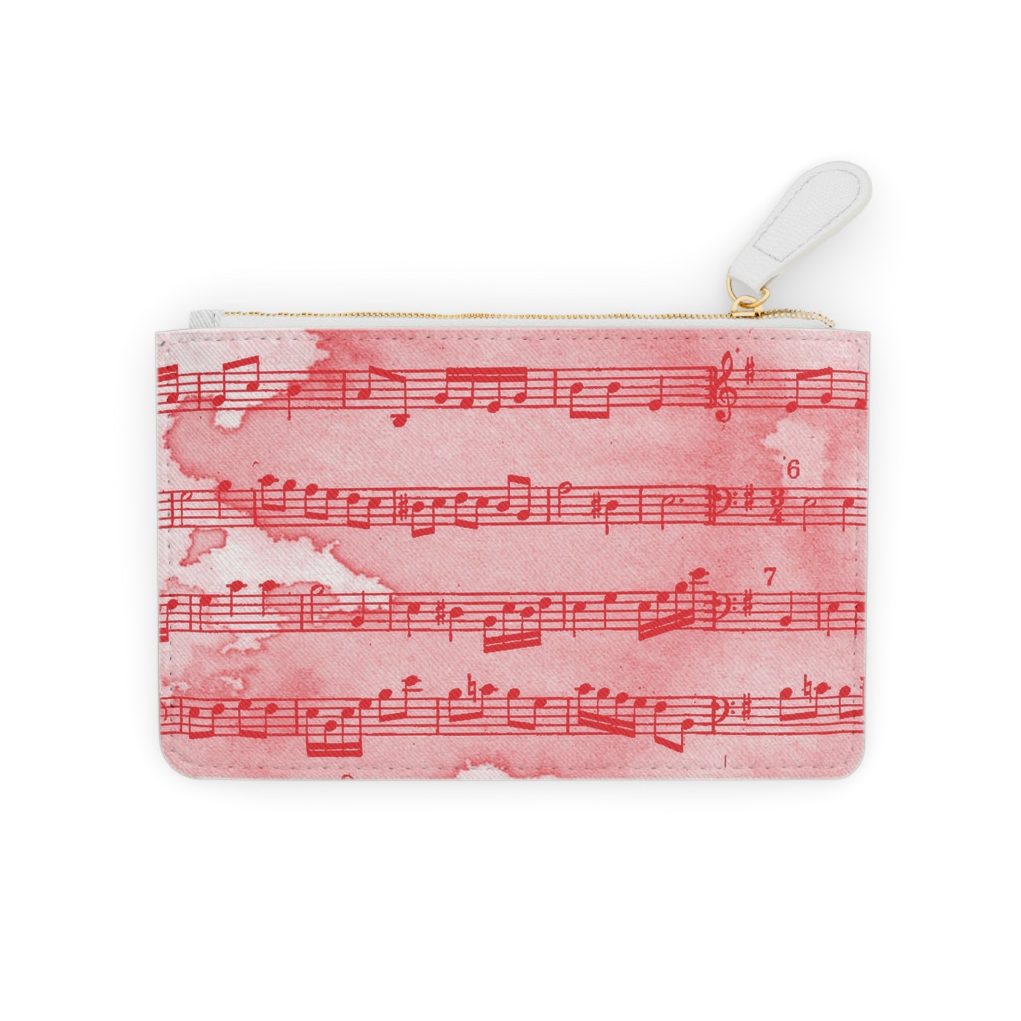 Drip Spill Type Beat Sheet Music Red Mini Clutch Bag, Artsulli - Art is Long, Life is Short, Bags, Size, 6.3” x 4”, Color, White, , , 10878334803622195192
