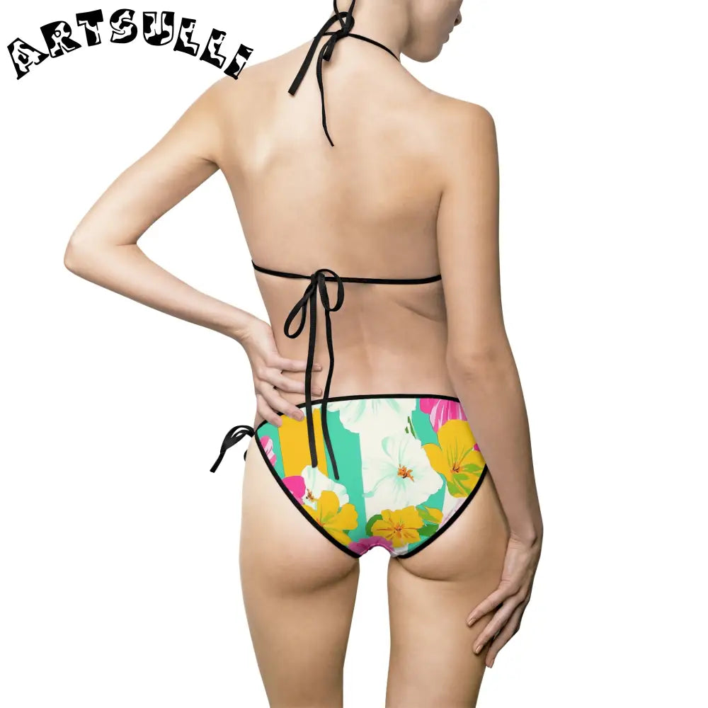JAKKOUTTHEBXX Sublimation Technique Floral Halter Bikini Swimsuit