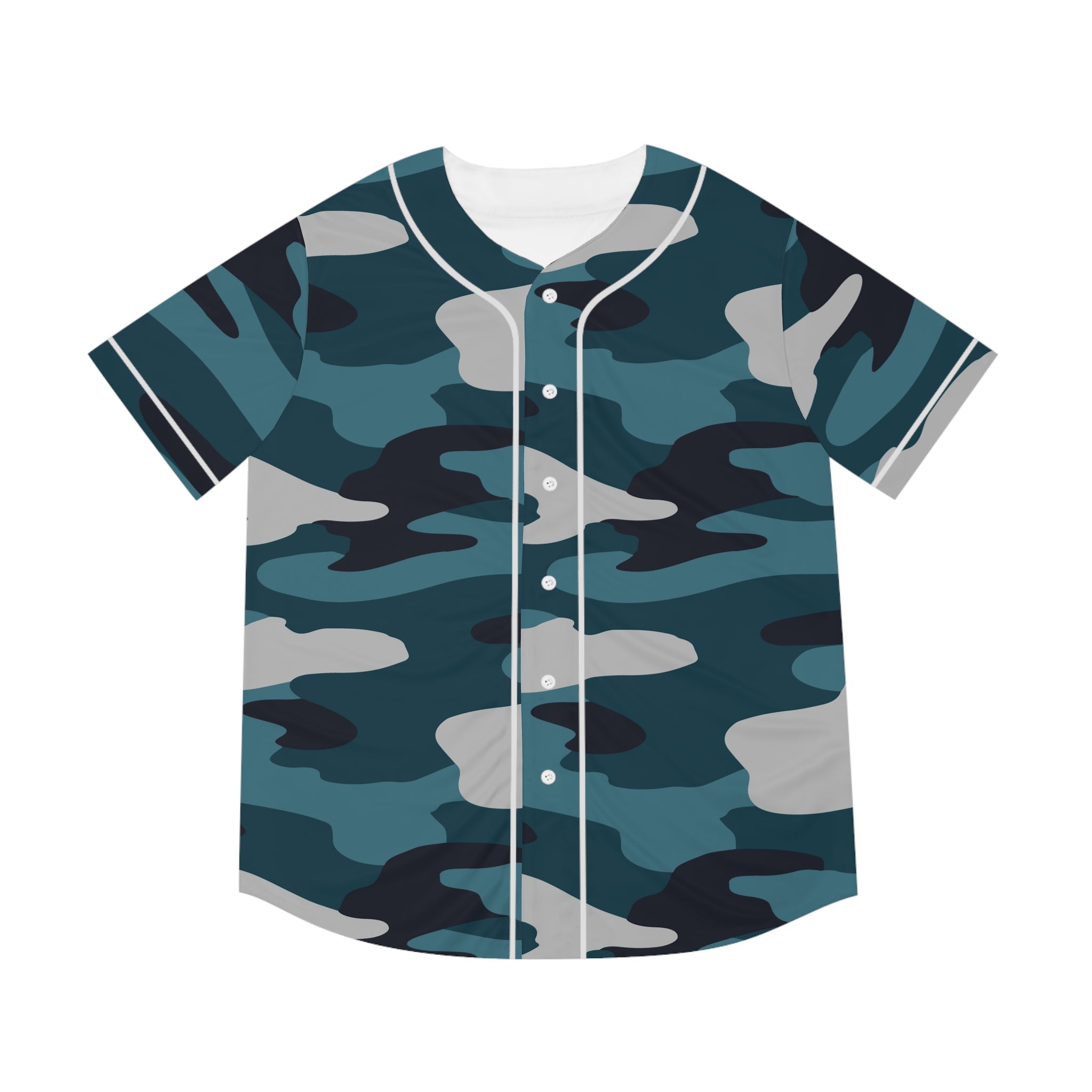 Blue Camouflage Men's Baseball Jersey (AOP), Artsulli - Art is Long, Life is Short, All Over Prints, Size, XS, Color, White, , , 10944762474485