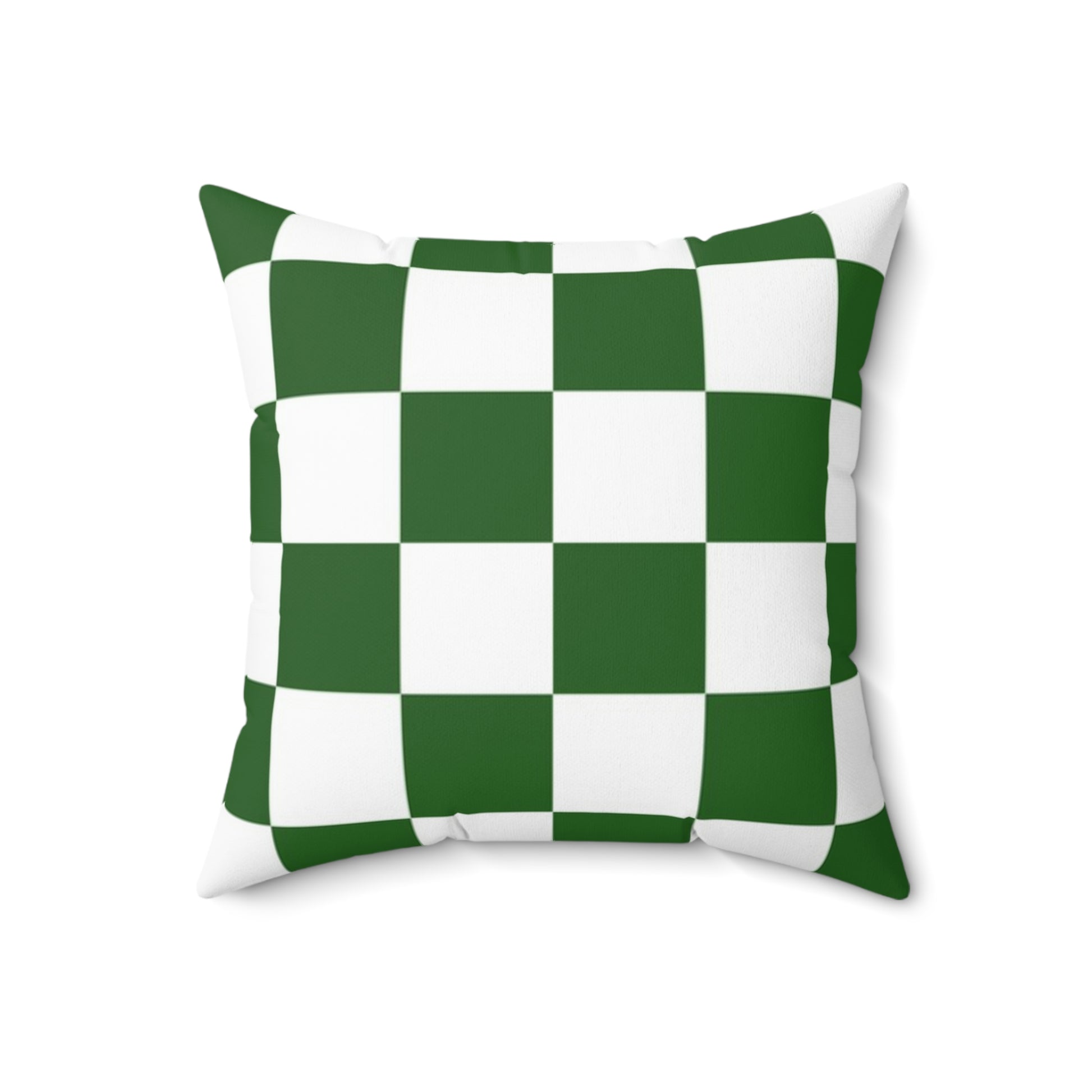 Checkerboard White and Dark Green Spun Polyester Square Pillow, Artsulli - Art is Long, Life is Short, Home Decor, , , , , , , 
