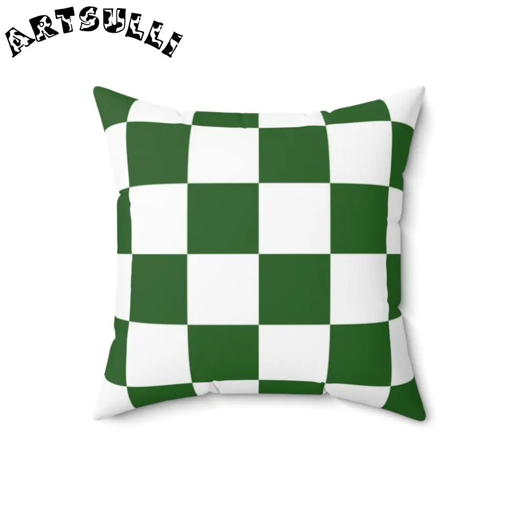 JAKKOUTTHEBXX Checkerboard White and Dark Green Spun Polyester