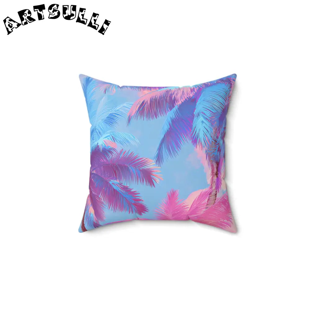 JAKKOUTTHEBXX Ethereal Pastel Palms Spun Polyester Square Pillow