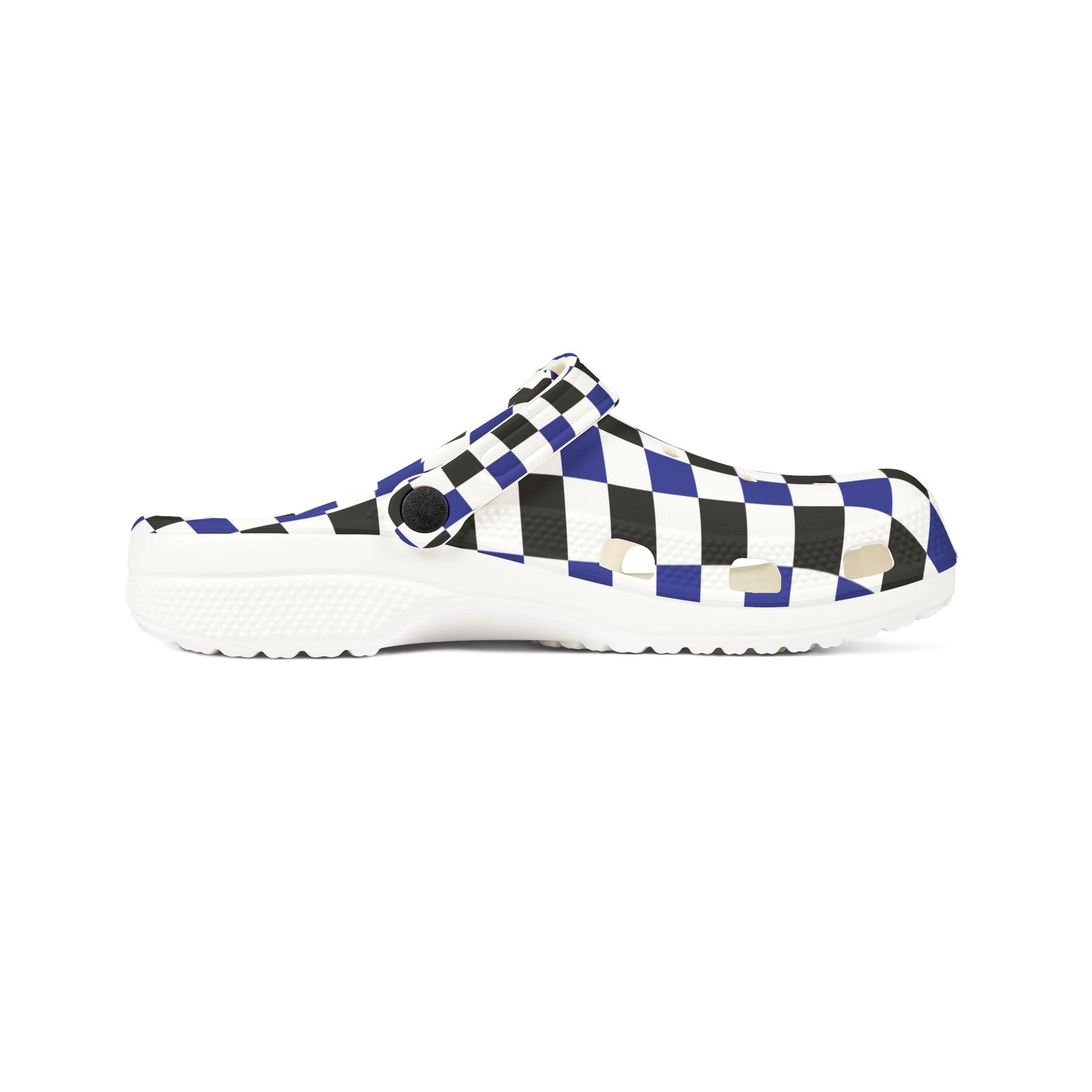 Checkerboard Blue White and Black EVA Foam Rubber Shoes (AOP), Artsulli - Art is Long, Life is Short, Shoes, , , , , , , 
