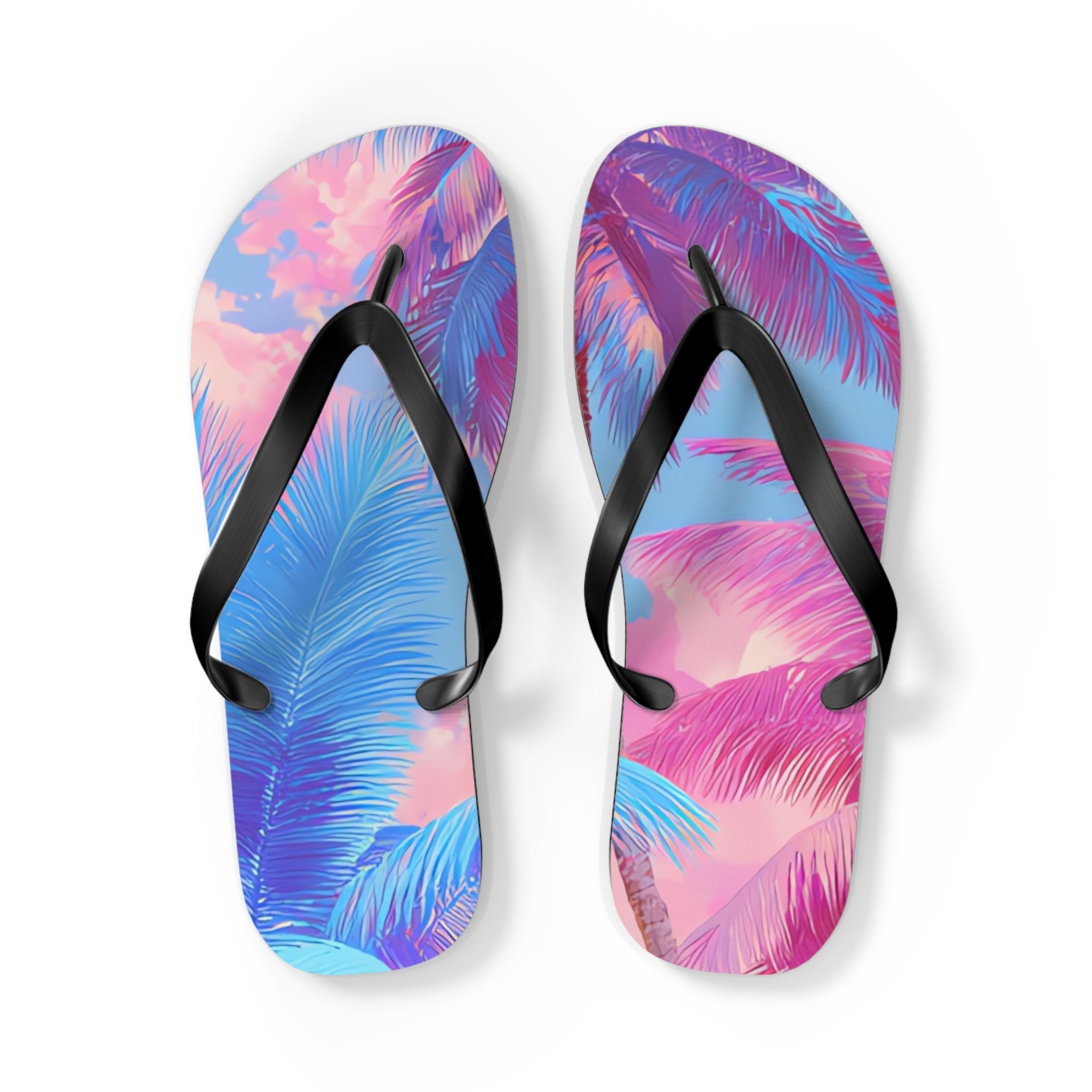 Ethereal Pastel Palms Flip Flops, Artsulli - Art is Long, Life is Short, Shoes, Size, L, Color, Black sole, , , 28643674552231143056