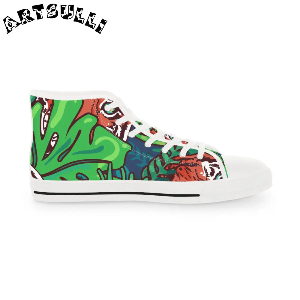 JAKKOUTTHEBXX Tropical Jungle Tigers Green and Blue Men’s High Top