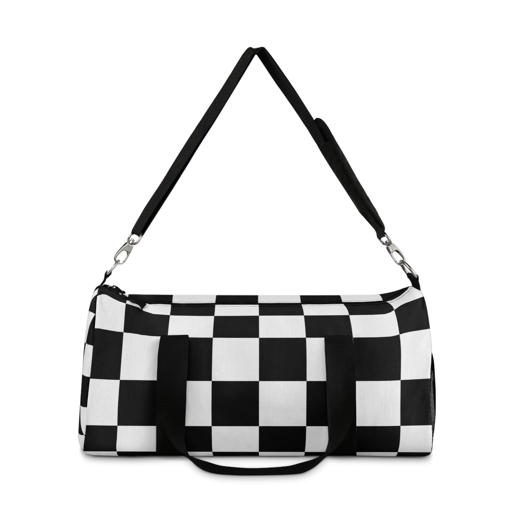 Checkerboard Black and White Duffel Bag, Artsulli - Art is Long, Life is Short, Bags, , , , , , , 