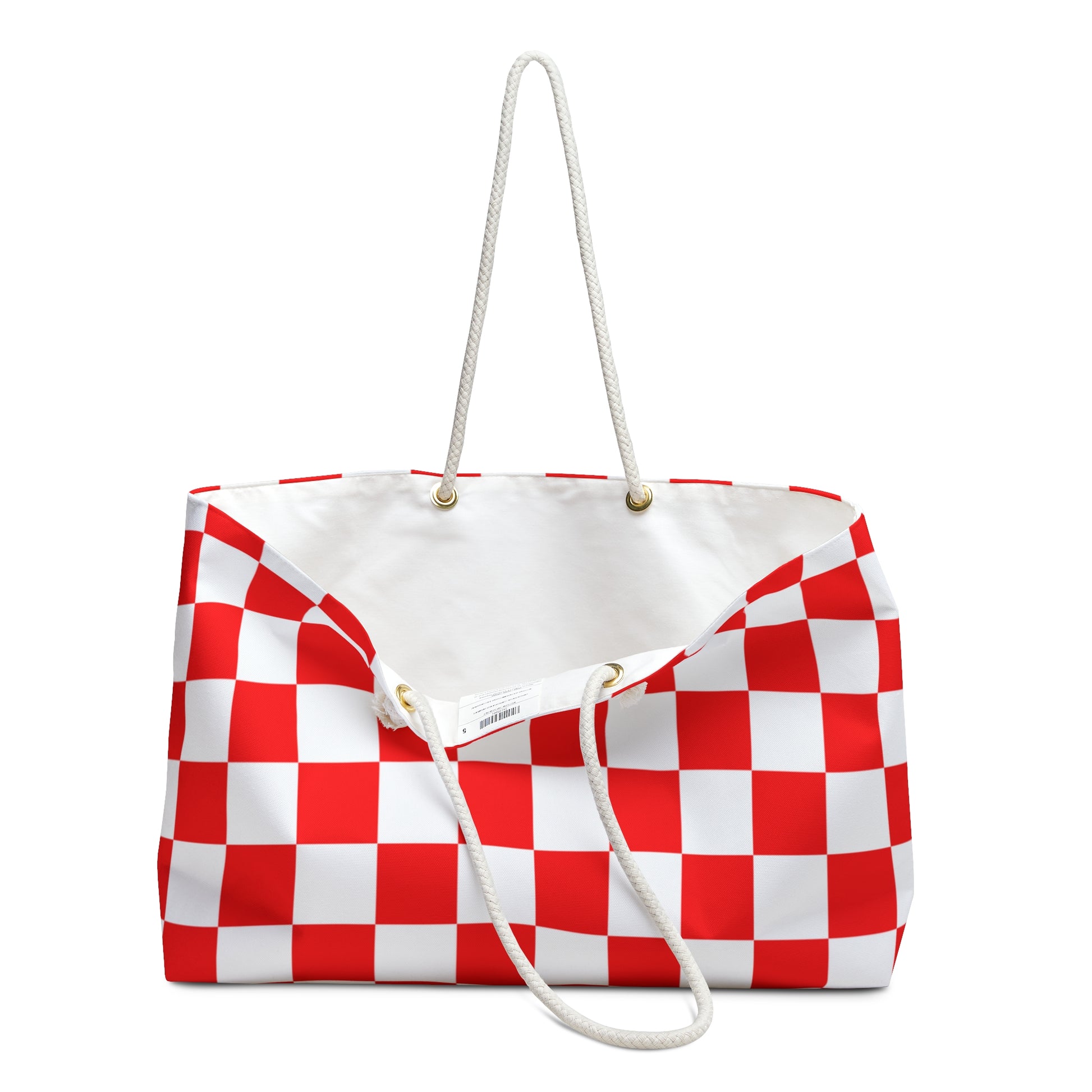 Checkerboard Red and White Weekender Bag, Artsulli - Art is Long, Life is Short, Bags, , , , , , , 