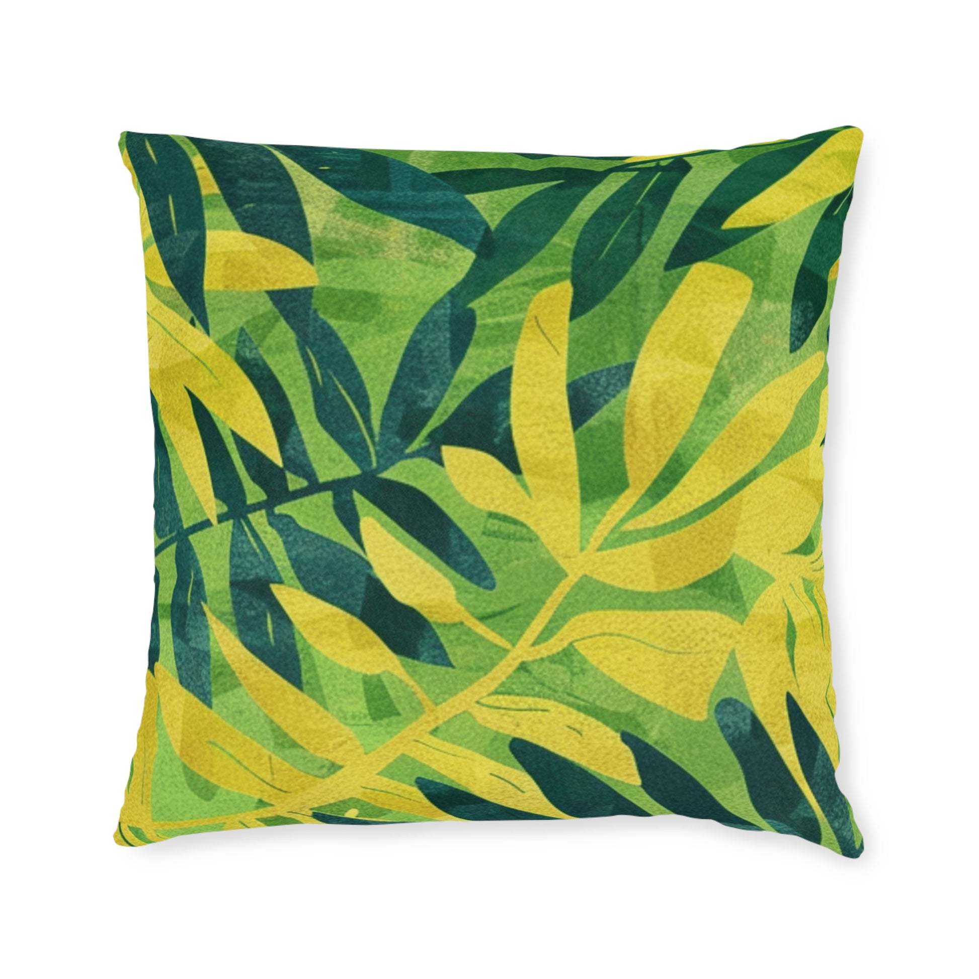 Green Leaf x Yellow Leaf x Tropical x Jungle Square Pillow, Artsulli - Art is Long, Life is Short, Home Decor, , , , , , , 