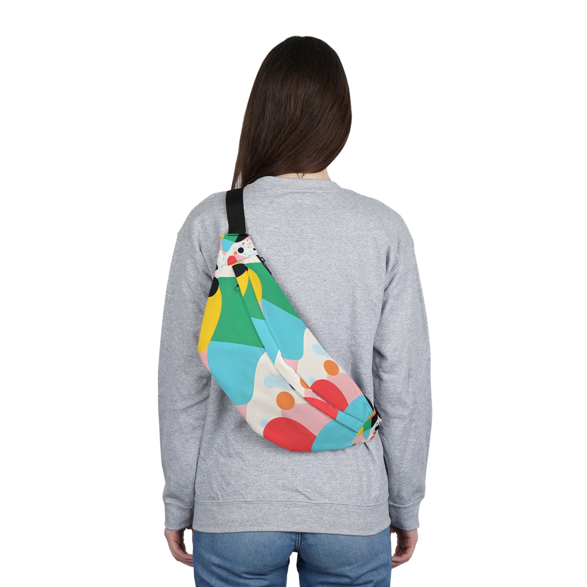 Colorful Abstract Shapes Surreal Large Fanny Pack, Artsulli - Art is Long, Life is Short, Bags, , , , , , , 