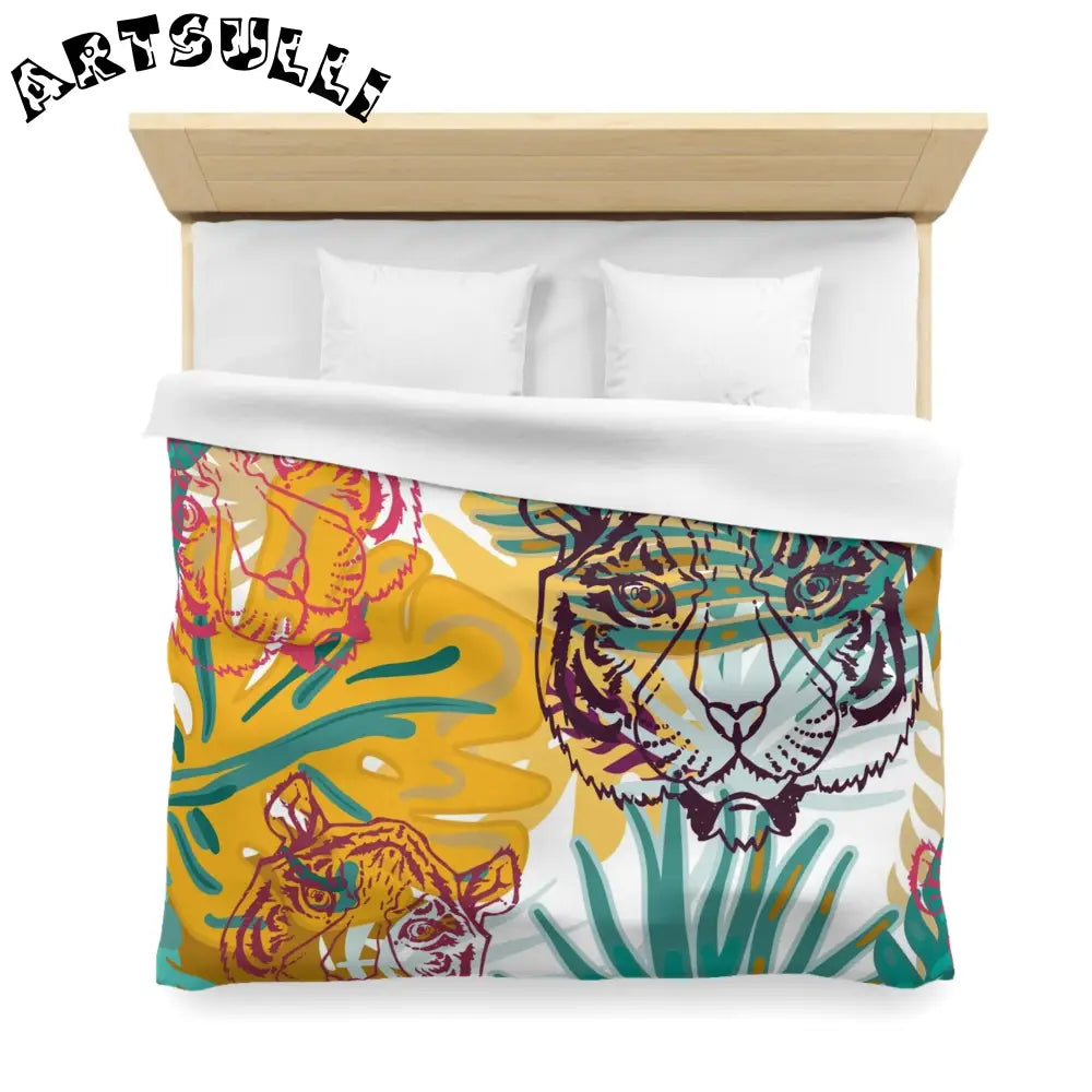 JAKKOUTTHEBXX Tropical Jungle Tigers Brown and Green Microfiber