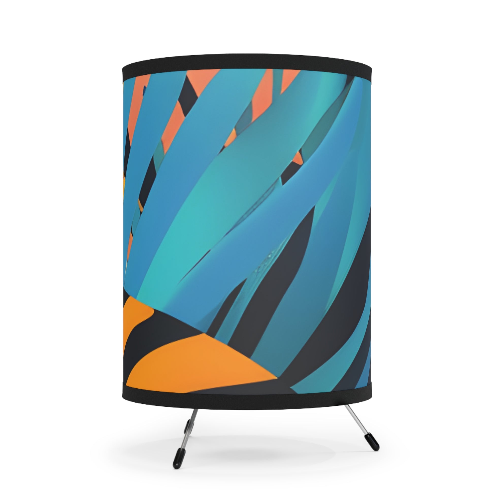 Palm Leaves x Tiger Stripes Orange and Blue Tripod Lamp with High-Res Printed Shade, US\CA plug, Artsulli - Art is Long, Life is Short, Home Decor, , , , , , , 