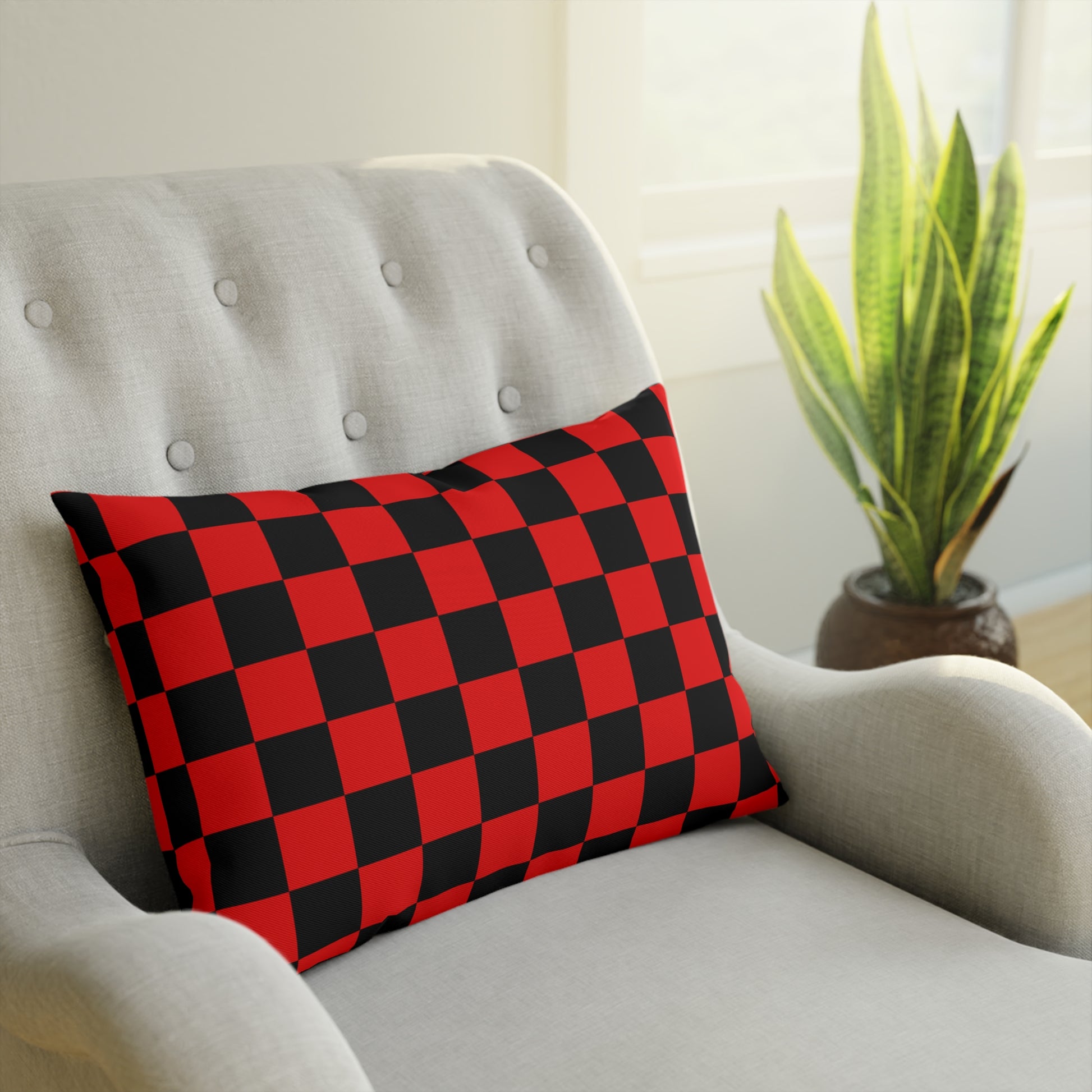 Checkerboard Red and Black Cushion, Artsulli - Art is Long, Life is Short, Home Decor, , , , , , , 