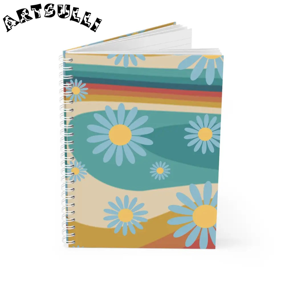JAKKOUTTHEBXX Psychedelic Floral Hills Multi-Color Spiral Notebook