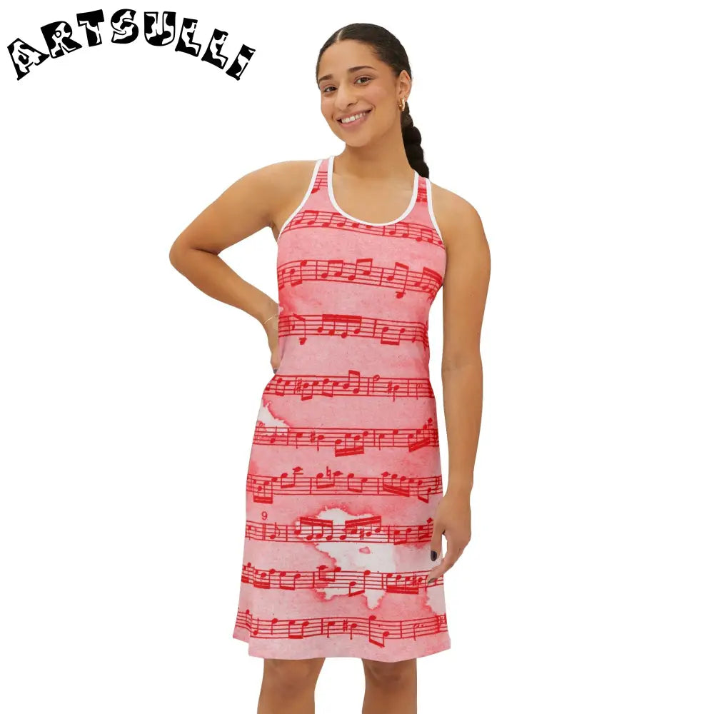 JAKKOUTTHEBXX Pink Musical Notation Sleeveless Dress 2025