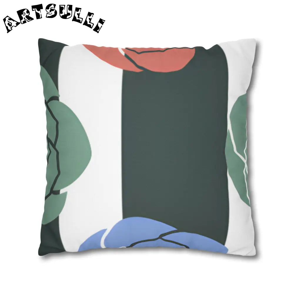 JAKKOUTTHEBXX Striped Rose Garden Spun Polyester Square Pillowcase