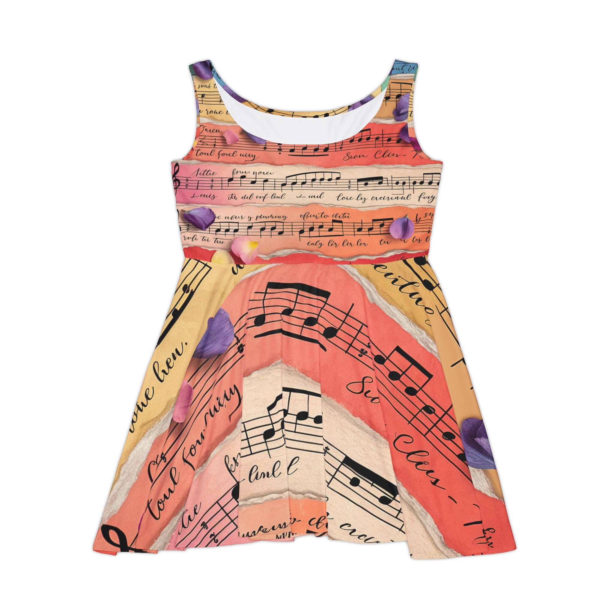 Torn Type Beat Sheet Music Multi-Color Women's Skater Dress (AOP), Artsulli - Art is Long, Life is Short, All Over Prints, Size, XS, , , , , 51932444592854195345