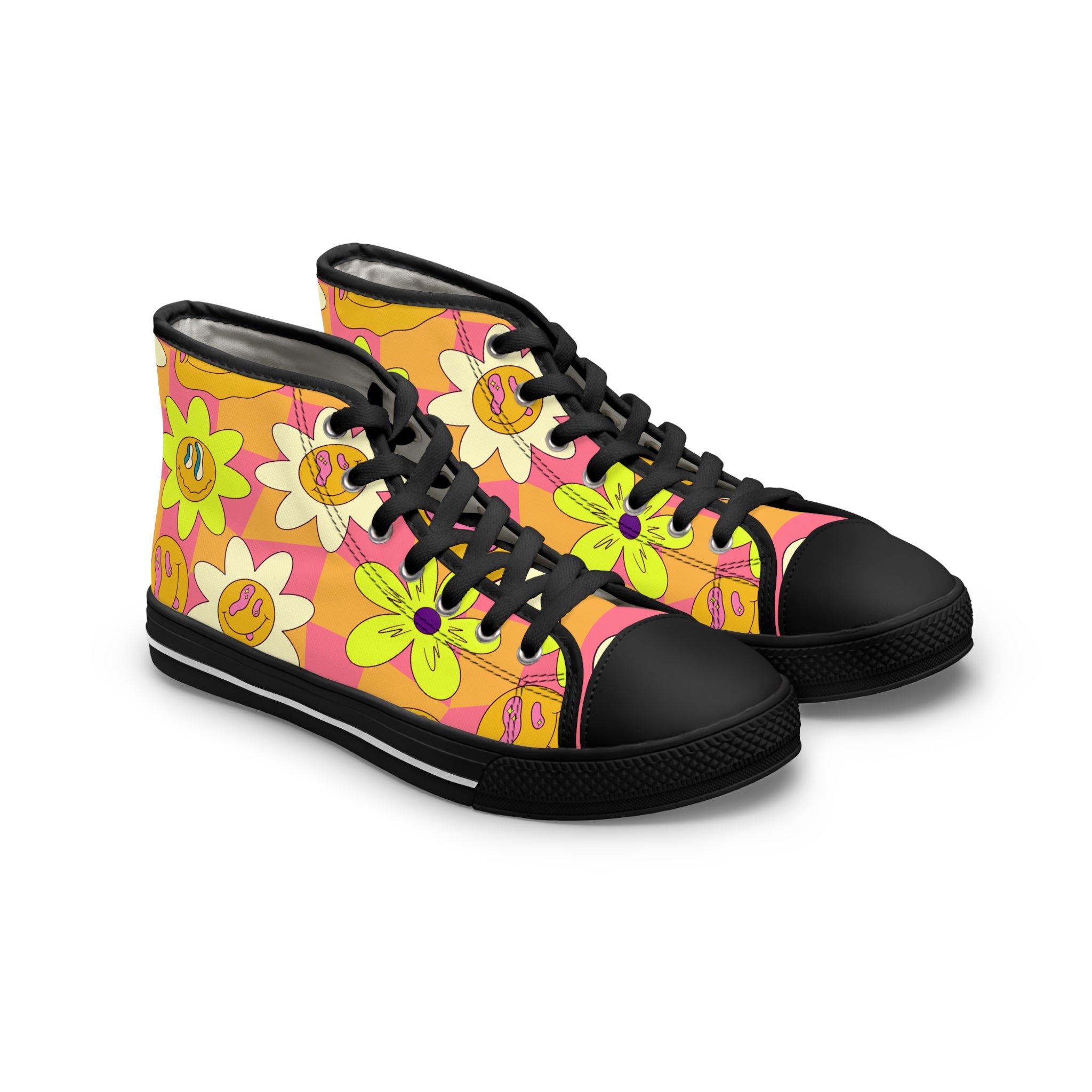 Trippy Sour Face Rave Women's High Top Sneakers, Artsulli - Art is Long, Life is Short, Shoes, Size, US 5.5, Color, Black sole, , , 14001674425848