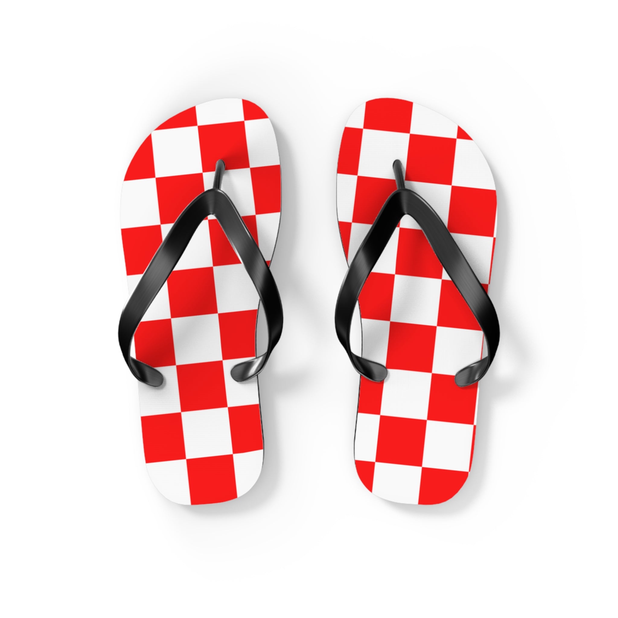 Checkerboard Red and White Flip Flops, Artsulli - Art is Long, Life is Short, Shoes, Size, S, Color, Black sole, , , 16392155748268081114
