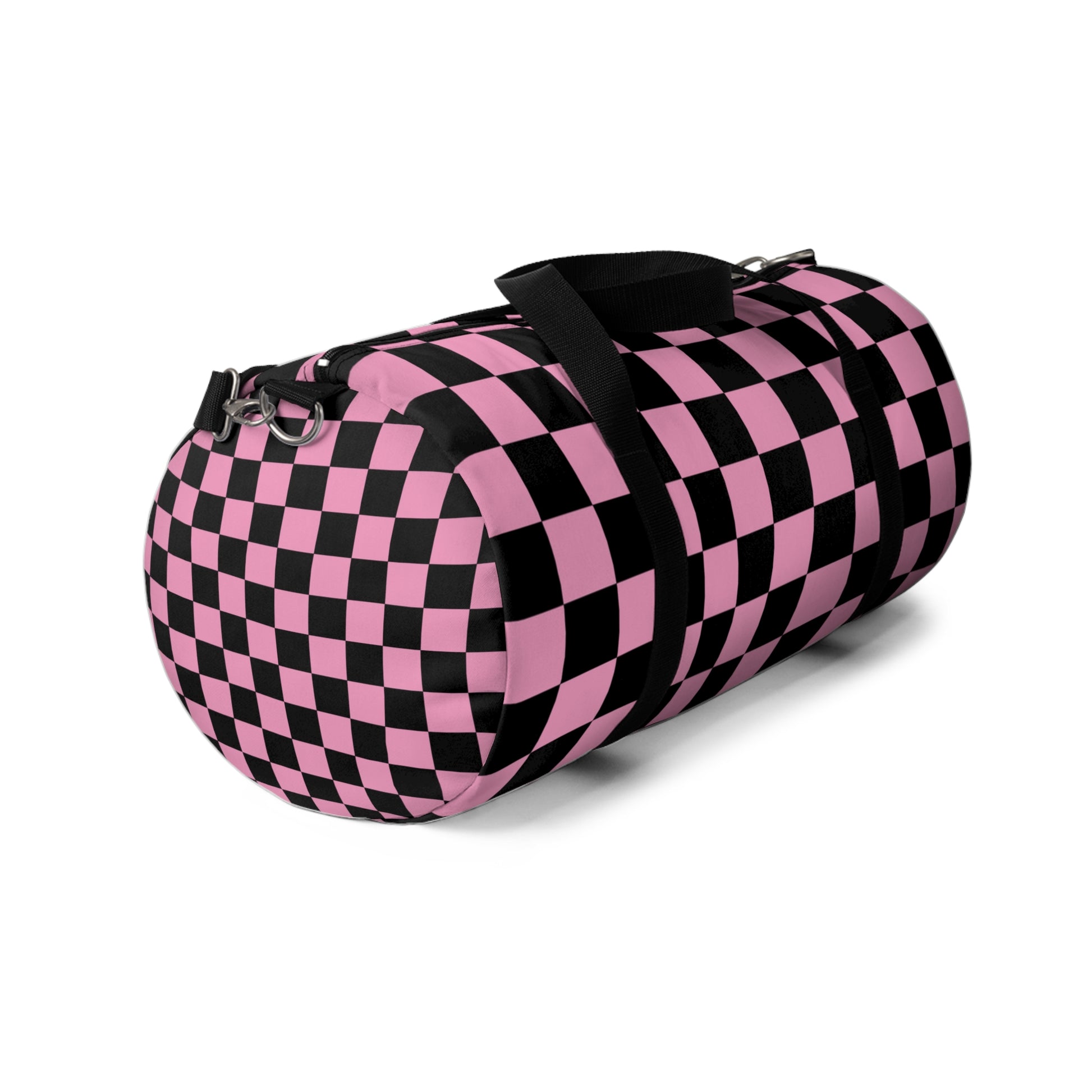 Checkerboard Black and Pink Duffel Bag, Artsulli - Art is Long, Life is Short, Bags, , , , , , , 