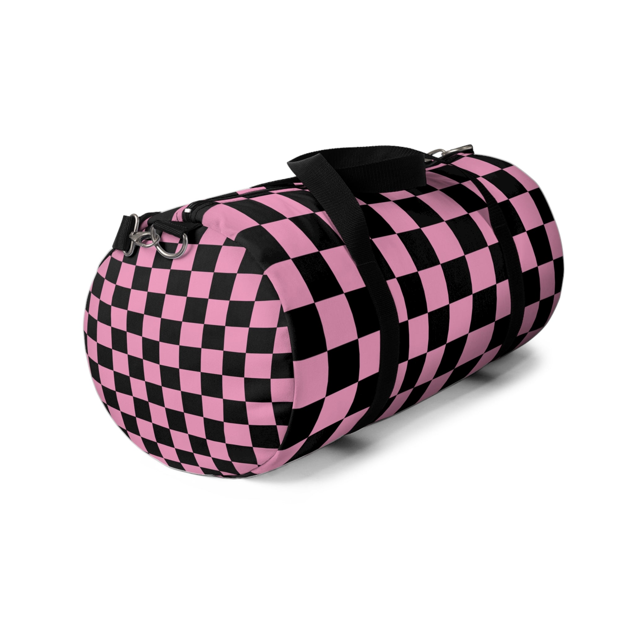Checkerboard Black and Pink Duffel Bag, Artsulli - Art is Long, Life is Short, Bags, , , , , , , 