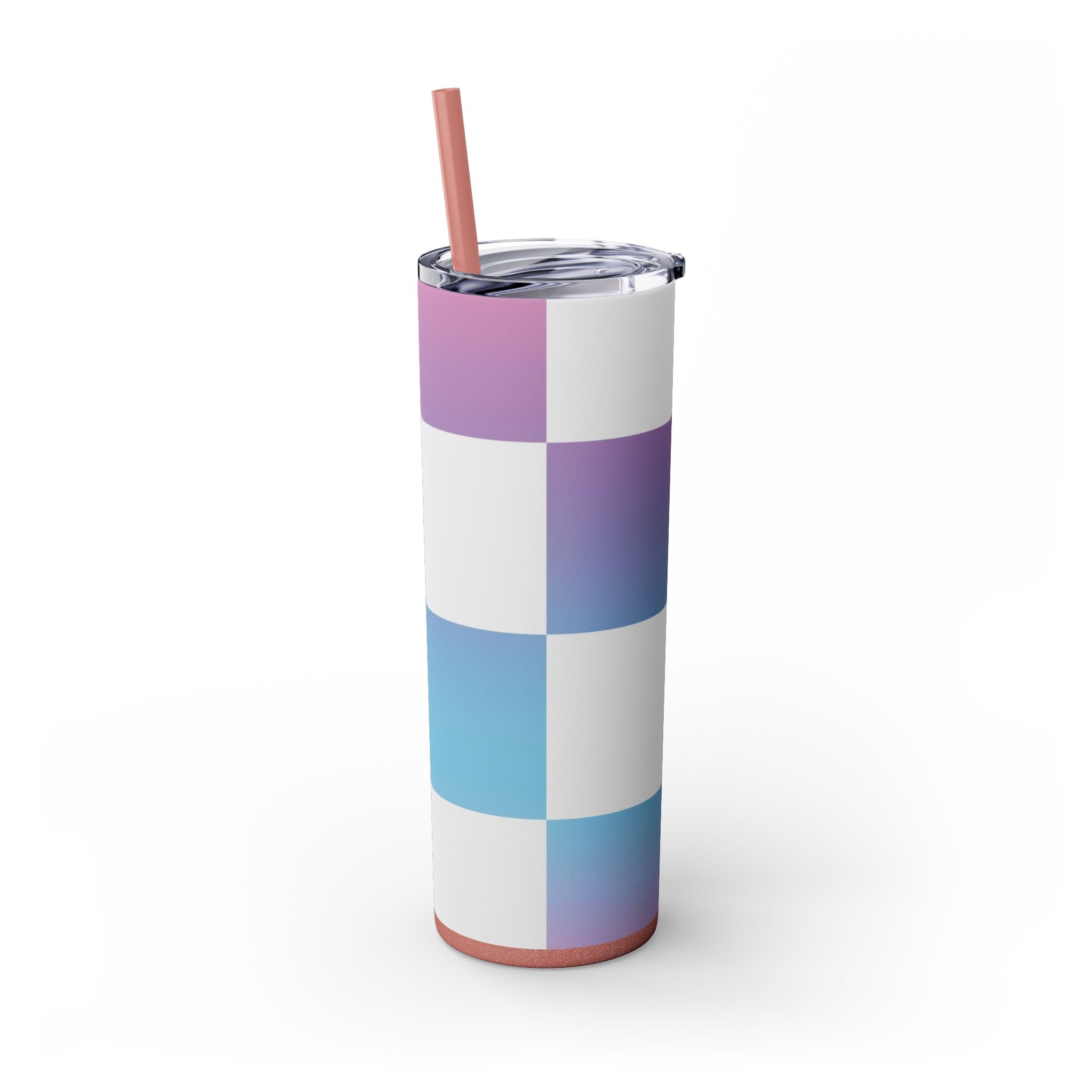 Vaporwave Check Skinny Tumbler with Straw, 20oz, Artsulli - Art is Long, Life is Short, Mug, , , , , , , 
