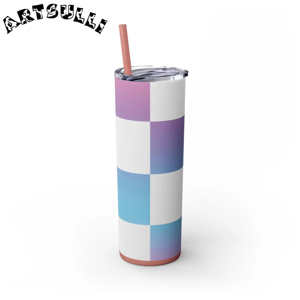 JAKKOUTTHEBXX Vaporwave Check Skinny Tumbler with Straw 20oz