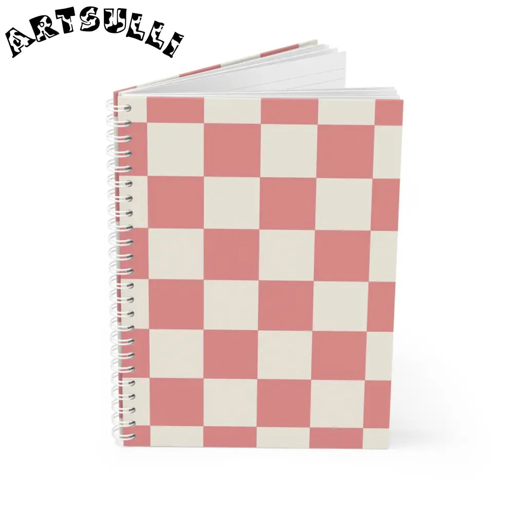 JAKKOUTTHEBXX Retro Checkered Grassland Sprites Spiral Notebook