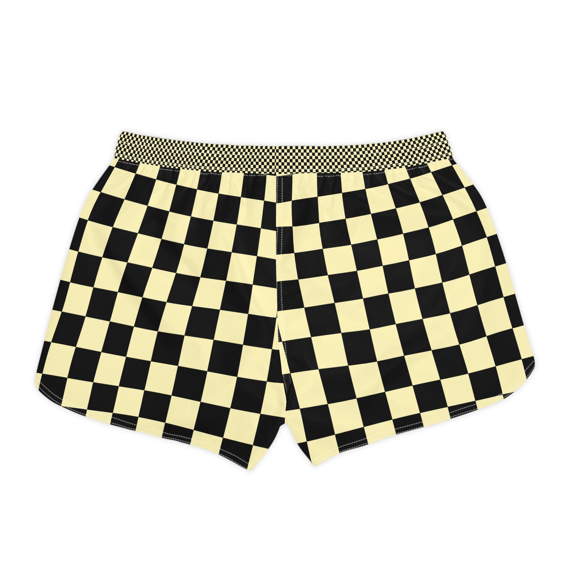 Checkerboard Black and Yellow Women's Casual Shorts (AOP), Artsulli - Art is Long, Life is Short, All Over Prints, , , , , , , 