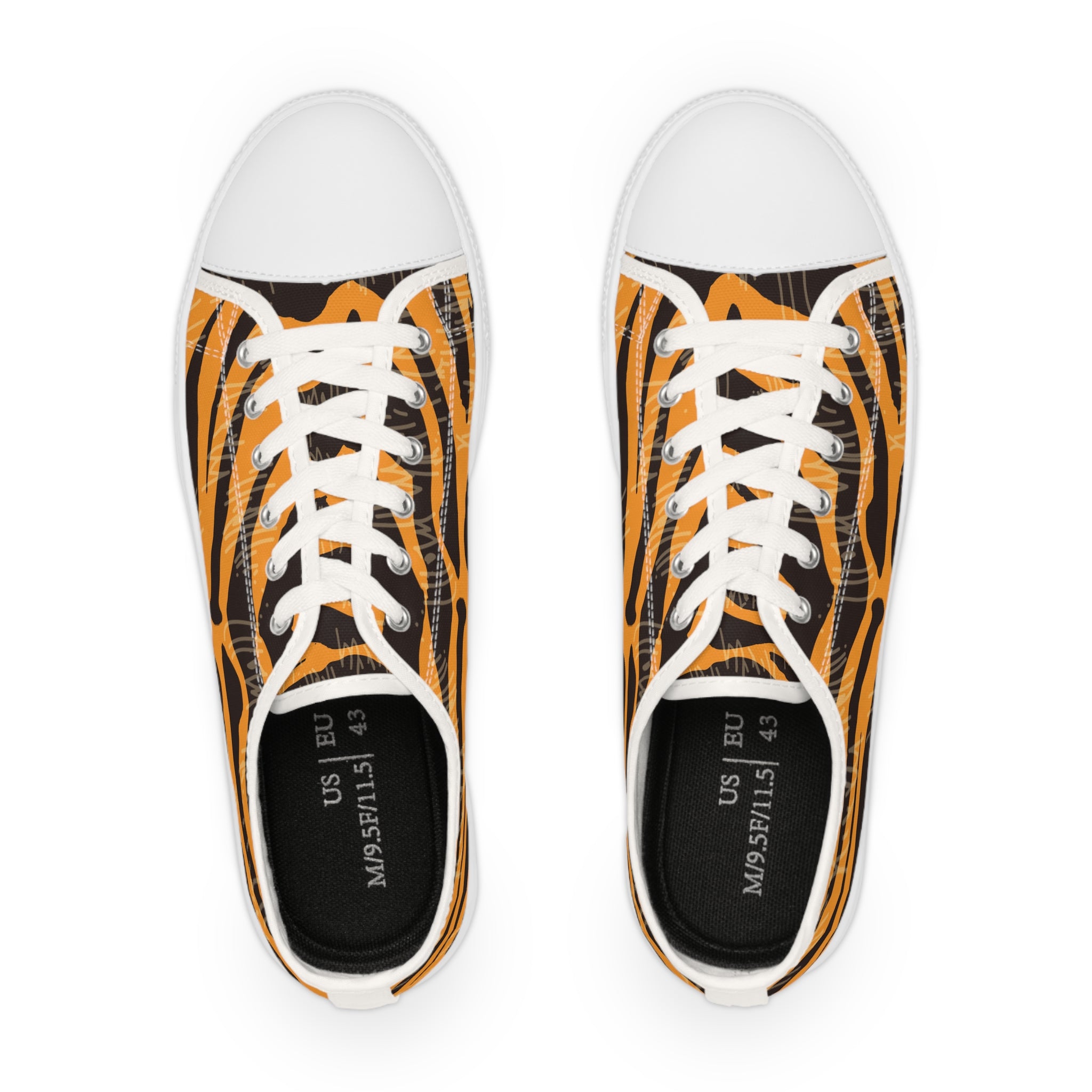 Tiger Scratches Orange and Black Men's Low Top Sneakers, Artsulli - Art is Long, Life is Short, Shoes, , , , , , , 