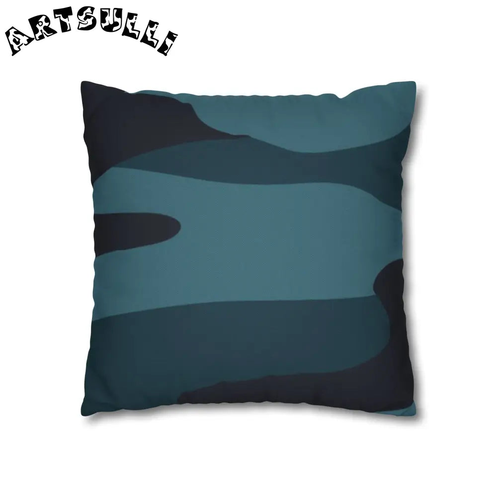 JAKKOUTTHEBXX Blue Camouflage Spun Polyester Square Pillowcase