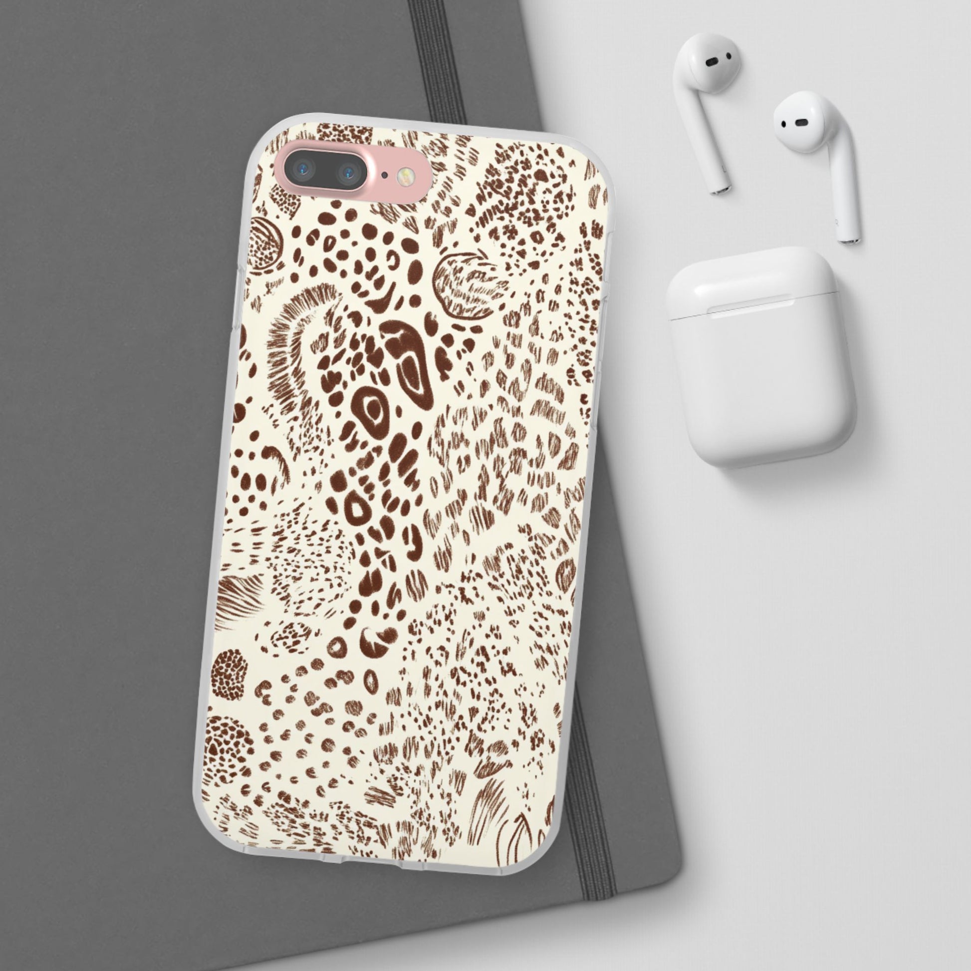 Brown Animal Print Flexi Case, Artsulli - Art is Long, Life is Short, Phone Case, , , , , , , 
