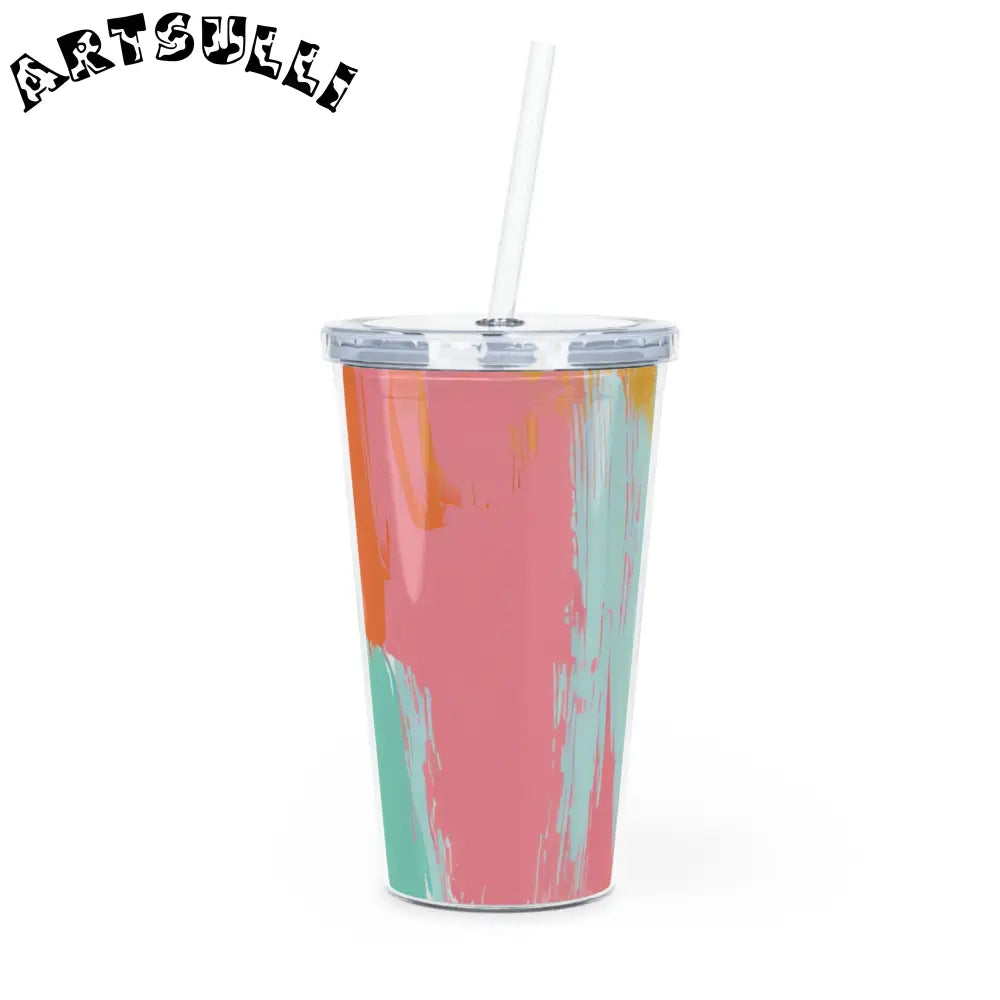 JAKKOUTTHEBXX Preppy Pixel Bloom Plastic Tumbler with Straw