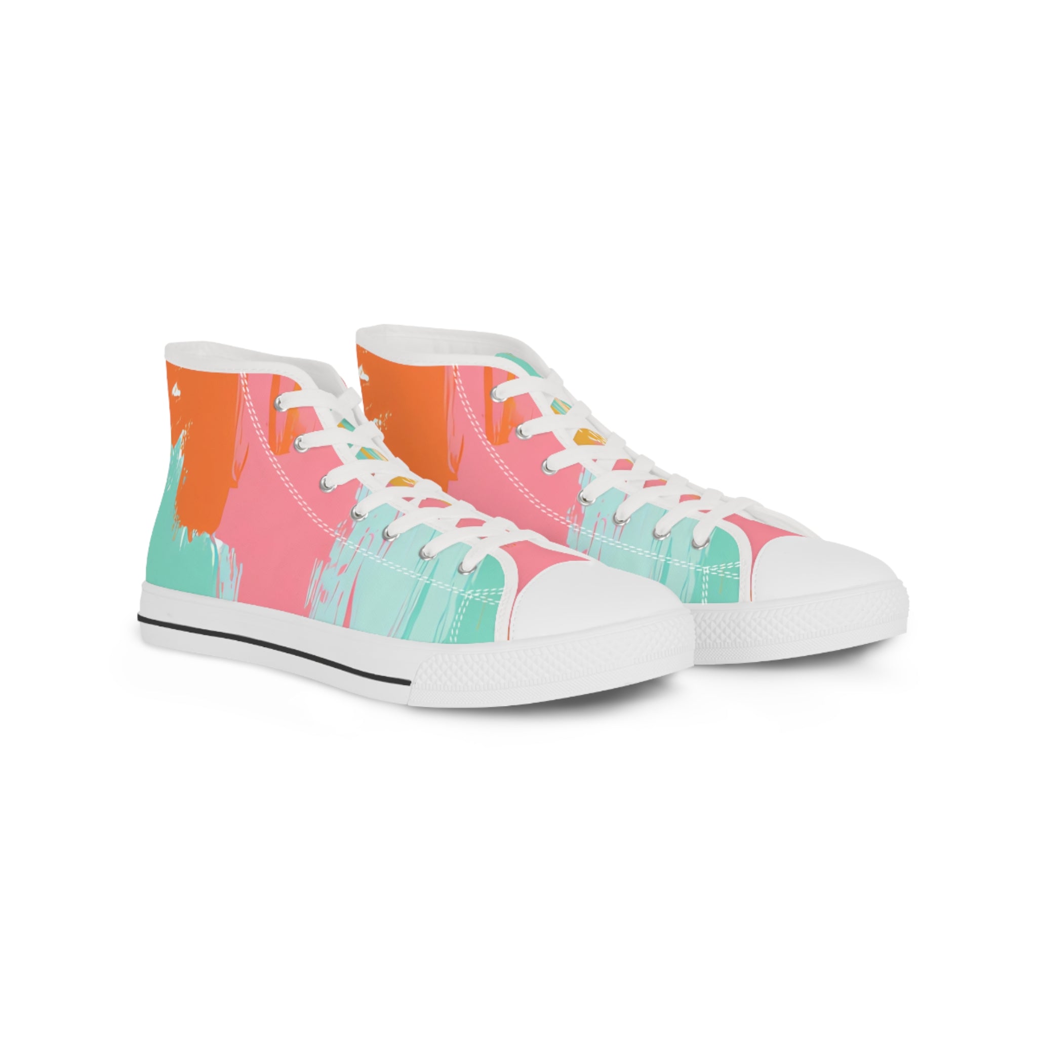Preppy Pixel Bloom Men's High Top Sneakers, Artsulli - Art is Long, Life is Short, Shoes, Size, US 5, Color, White sole, , , 29560621276986222021