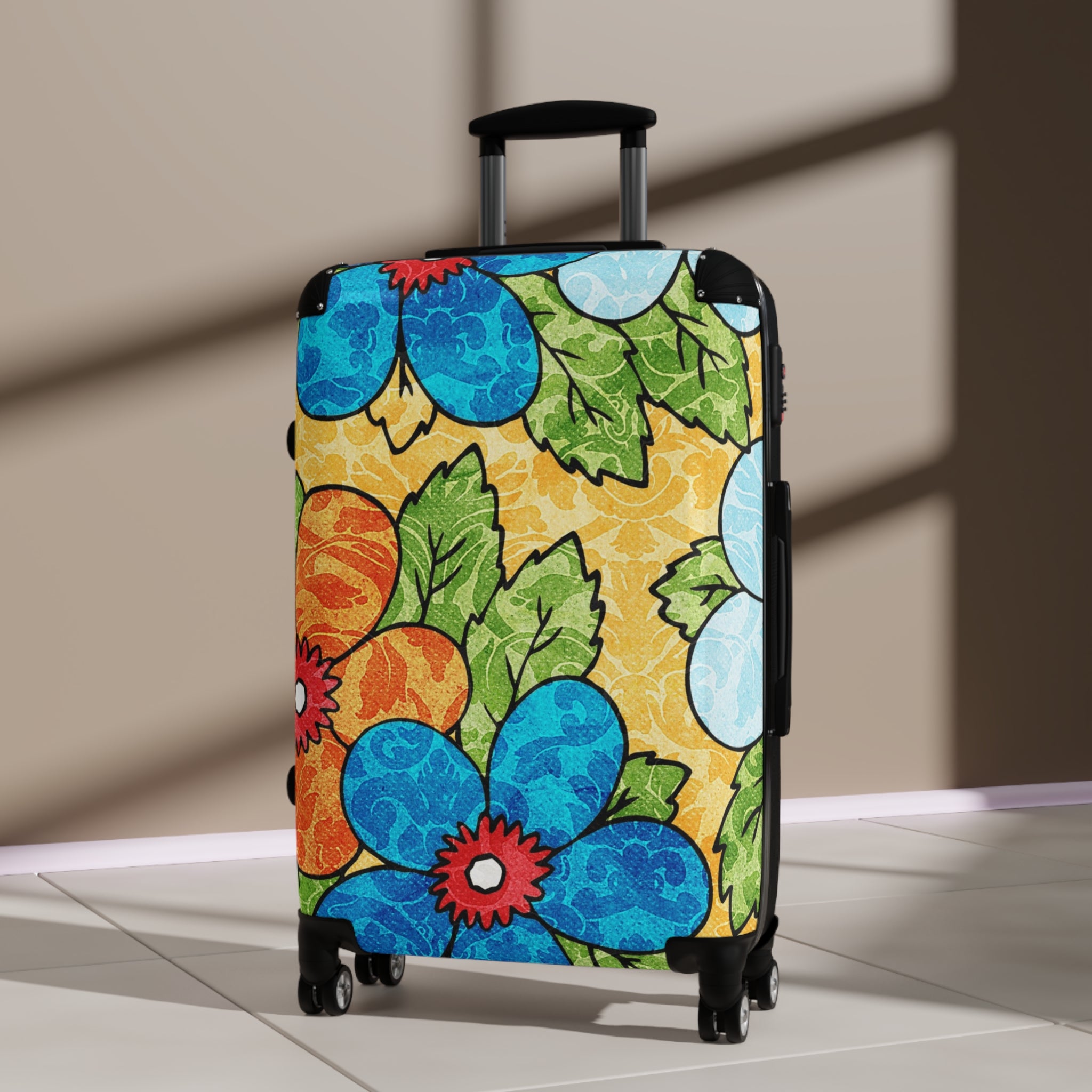 Groovy Yellow Floral Kl Suitcase, Artsulli - Art is Long, Life is Short, Bags, , , , , , , 